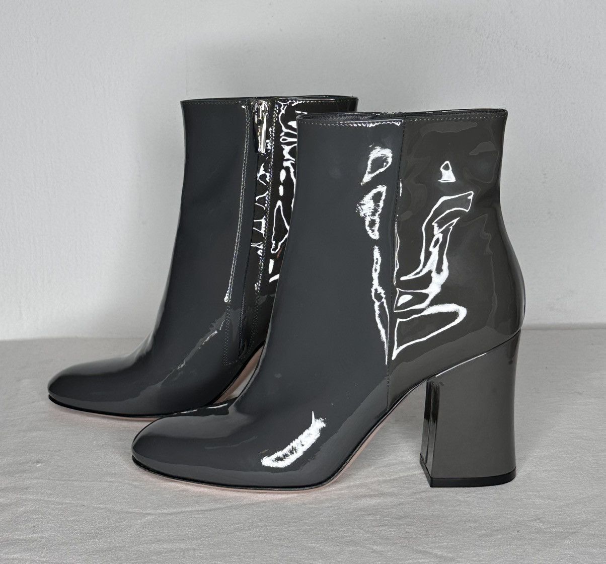 Gianvito Rossi bottines à talons Gianvito Rossi en cuir vernis gris 37 Size US 6 / IT 36 - 3 Thumbnail