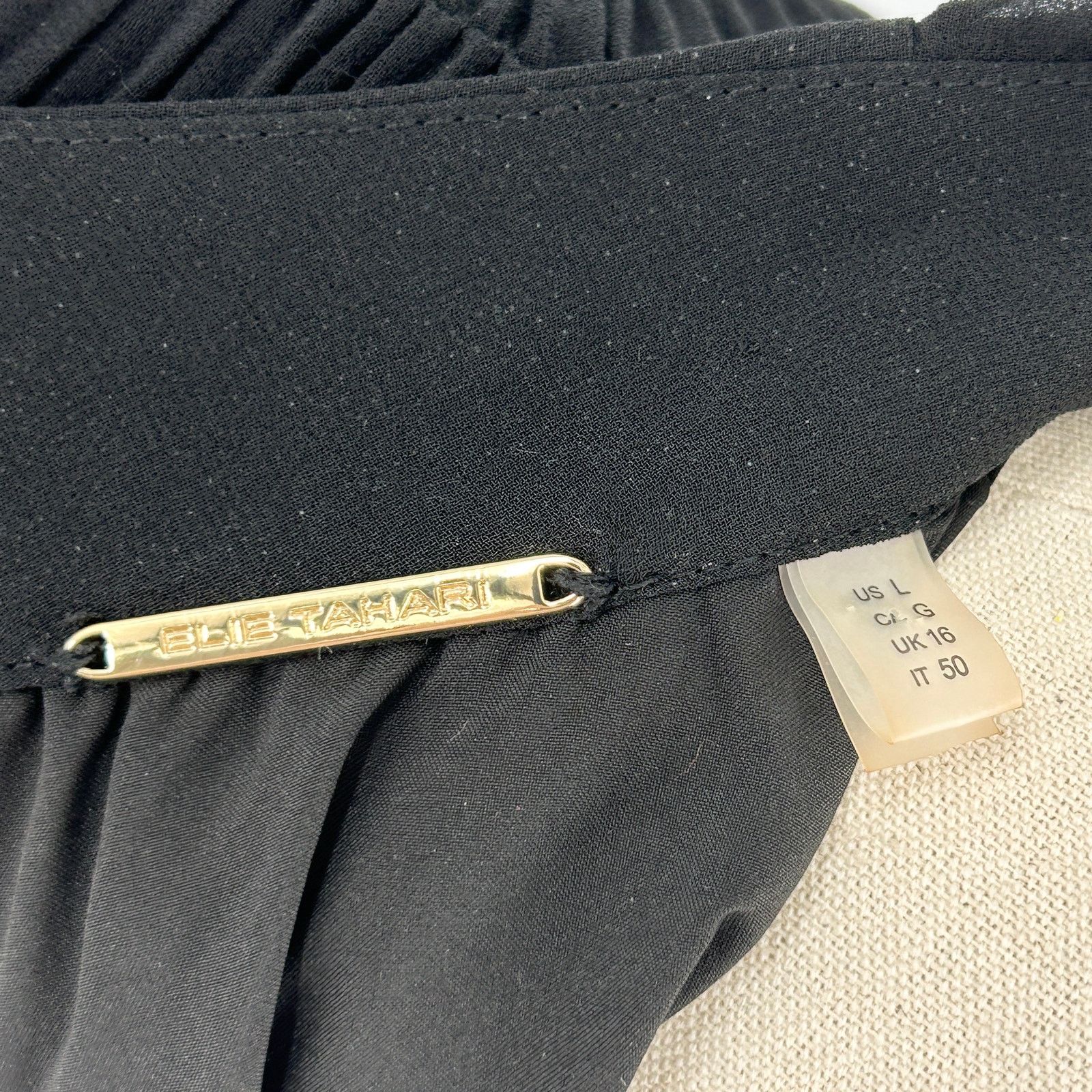 Elie Tahari Elie Tahari Black Micro Pleat Sheer Sleeve Maxi Dress Size L / US 10 / IT 46 - 10 Thumbnail