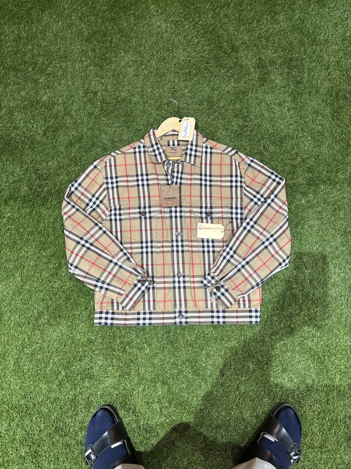 Supreme Burberry Denim Trucker Jacket | Grailed