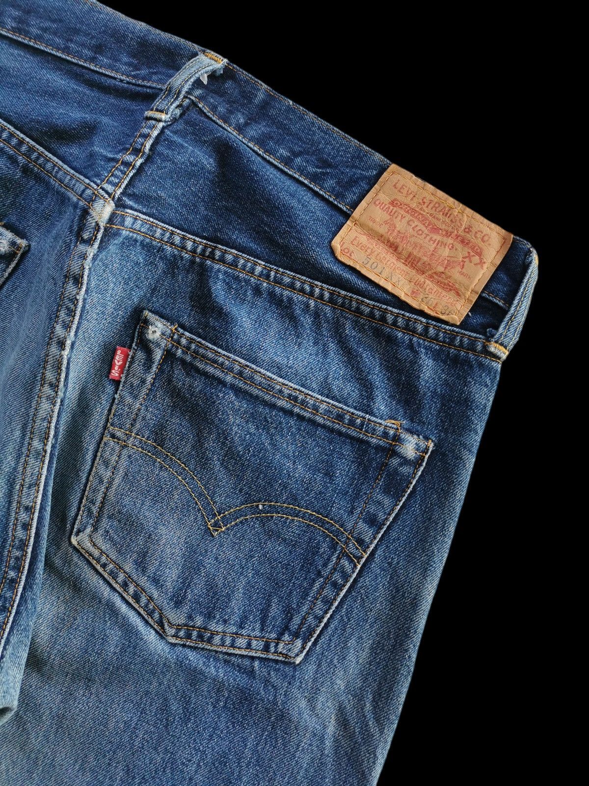 image of Distressed Denim x Levis 501Xx Selvedge in Denim, Men's (Size 33)