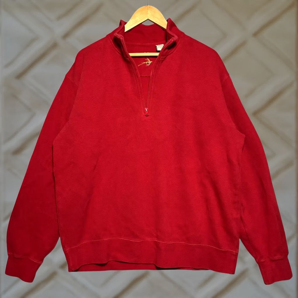 Orvis VINTAGE Orvis Sweatshirt Red Cotton Quarter Zip Pullover Mens Large Size US L / EU 52-54 / 3 - 1 Thumbnail
