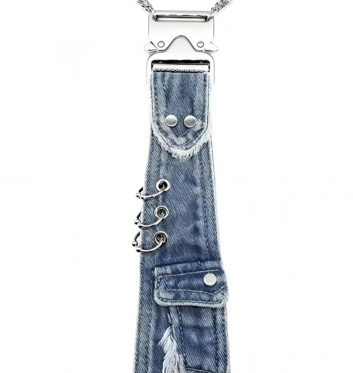 Japanese Brand Denim Neck Tie, Press Buckle Chain Size ONE SIZE - 4 Thumbnail
