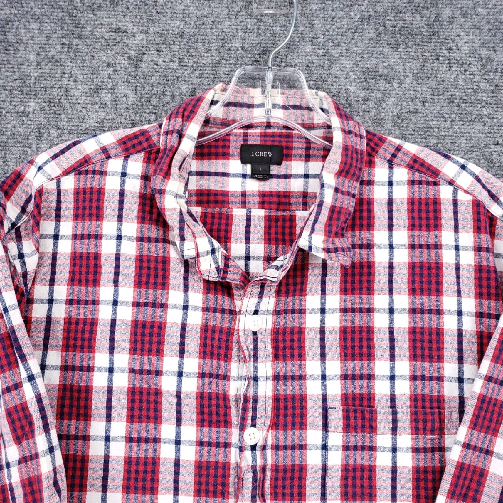 J.Crew J. Crew Shirt Mens L Red Plaid Button-Down Long Sleeve Collared White Cotton Shirt Size US L / EU 52-54 / 3 - 2 Thumbnail