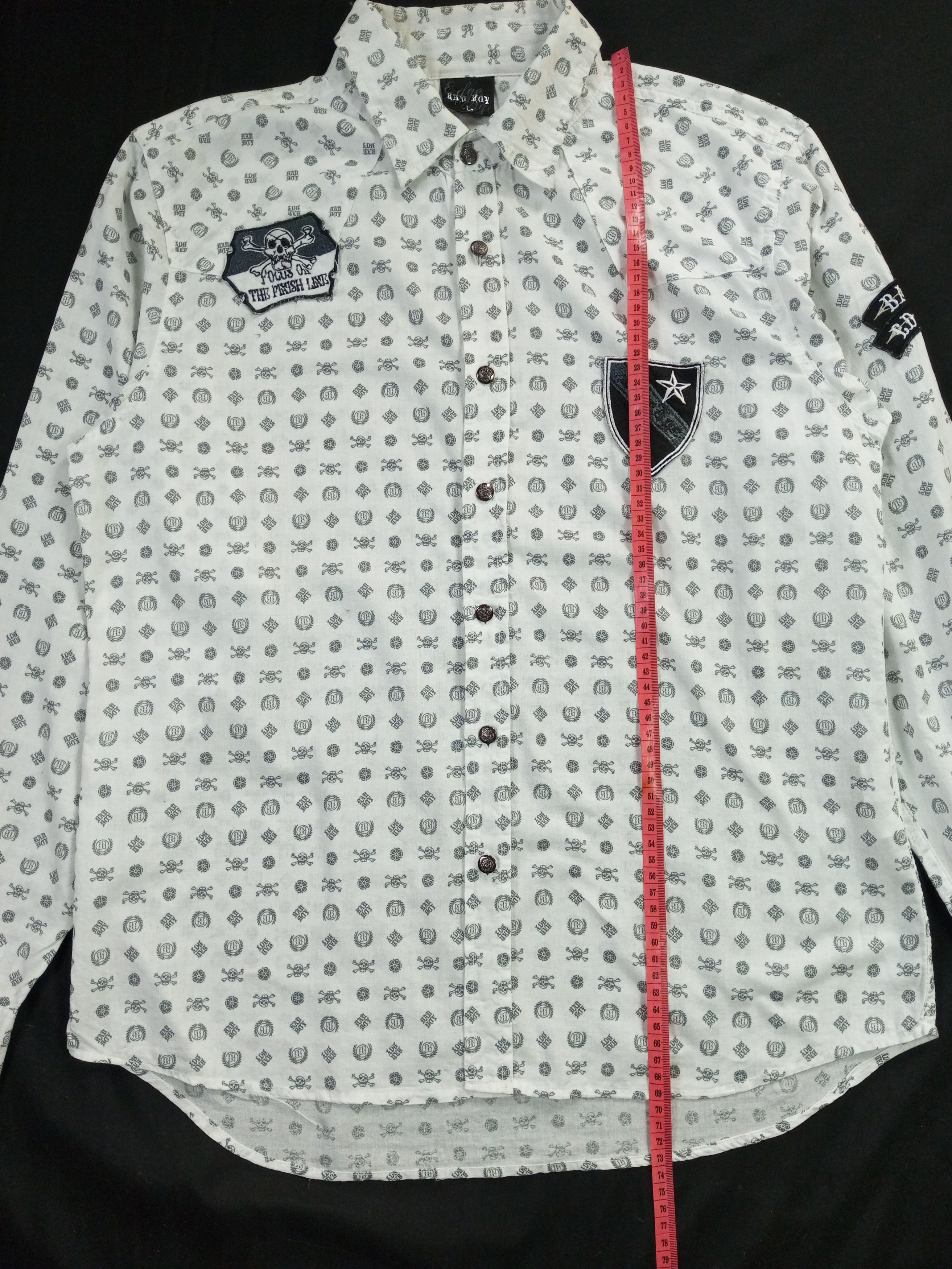 Japanese Brand Badboy full Skull print Y2K Poem Shirt Size US L / EU 52-54 / 3 - 13 Thumbnail