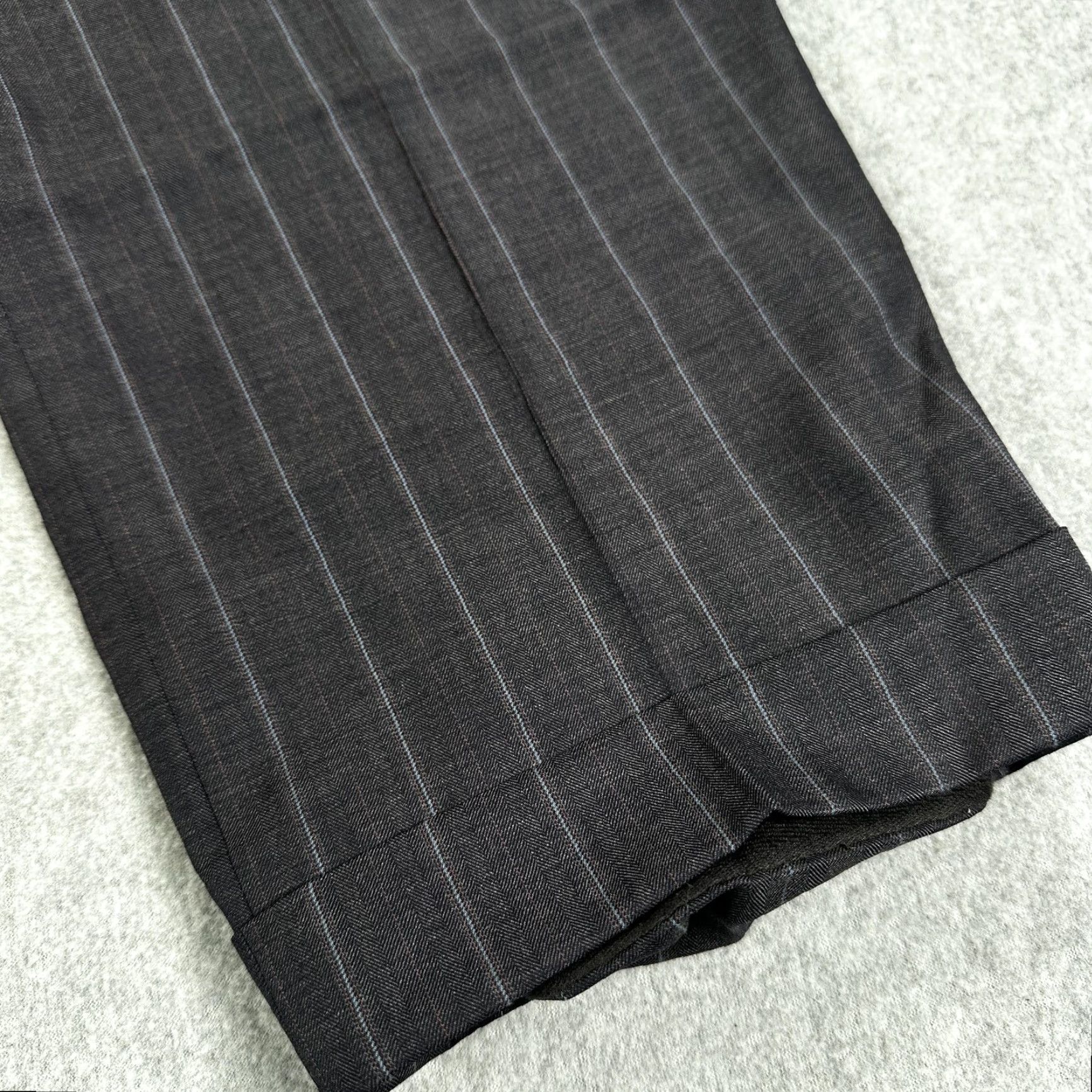 Vintage Norton & Sons Dress Pants Mens 40x29 Gray Pinstripe Cuffed Tailored Savile Row Dress Pants Mens 40 Regular Gray Pinstripe Size US 40 / EU 56 - 2 Thumbnail