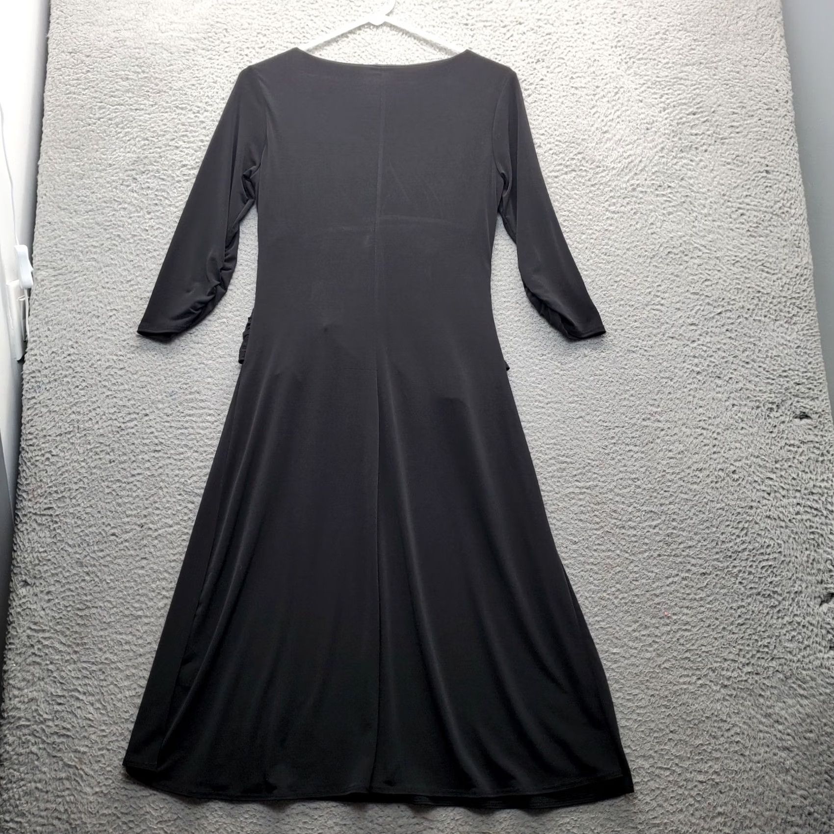 Vintage B-Slim Womens Size S Black 3/4 Sleeve Faux Wrap V-Neck Shapewear Dress - White? Size S / US 4 / IT 40 - 2 Thumbnail