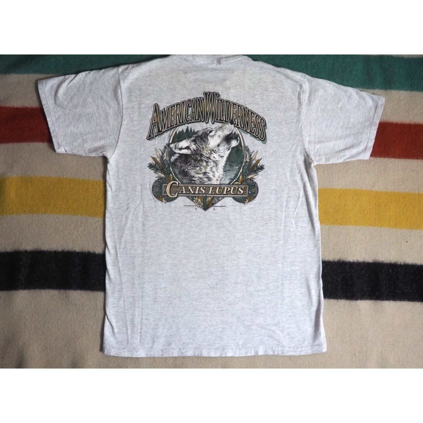 Jerzees VTG 90s Jerzees Canis Lupus Gray Wolf Nature Animal Montana Tee T-Shirt Mens L Size US L / EU 52-54 / 3 - 3 Thumbnail