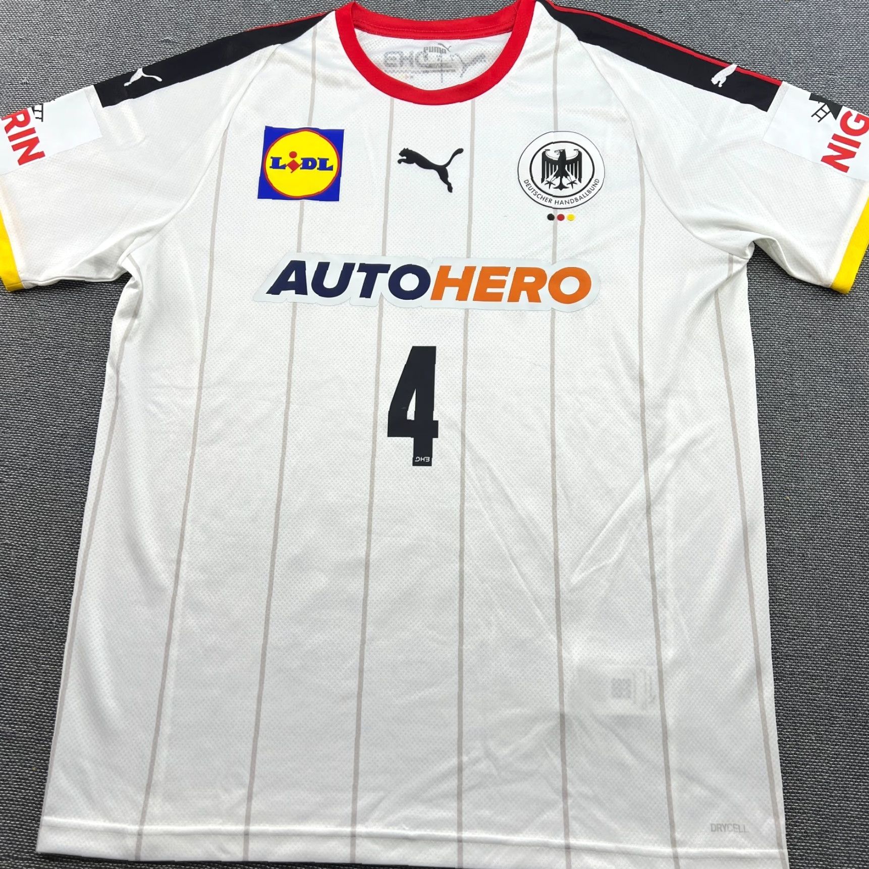 Puma DHB Germany 2021 2020 Johannes Golla Home Handball jersey Mens Large Puma Shirt Short Sleeve White Size US L / EU 52-54 / 3 - 2 Thumbnail