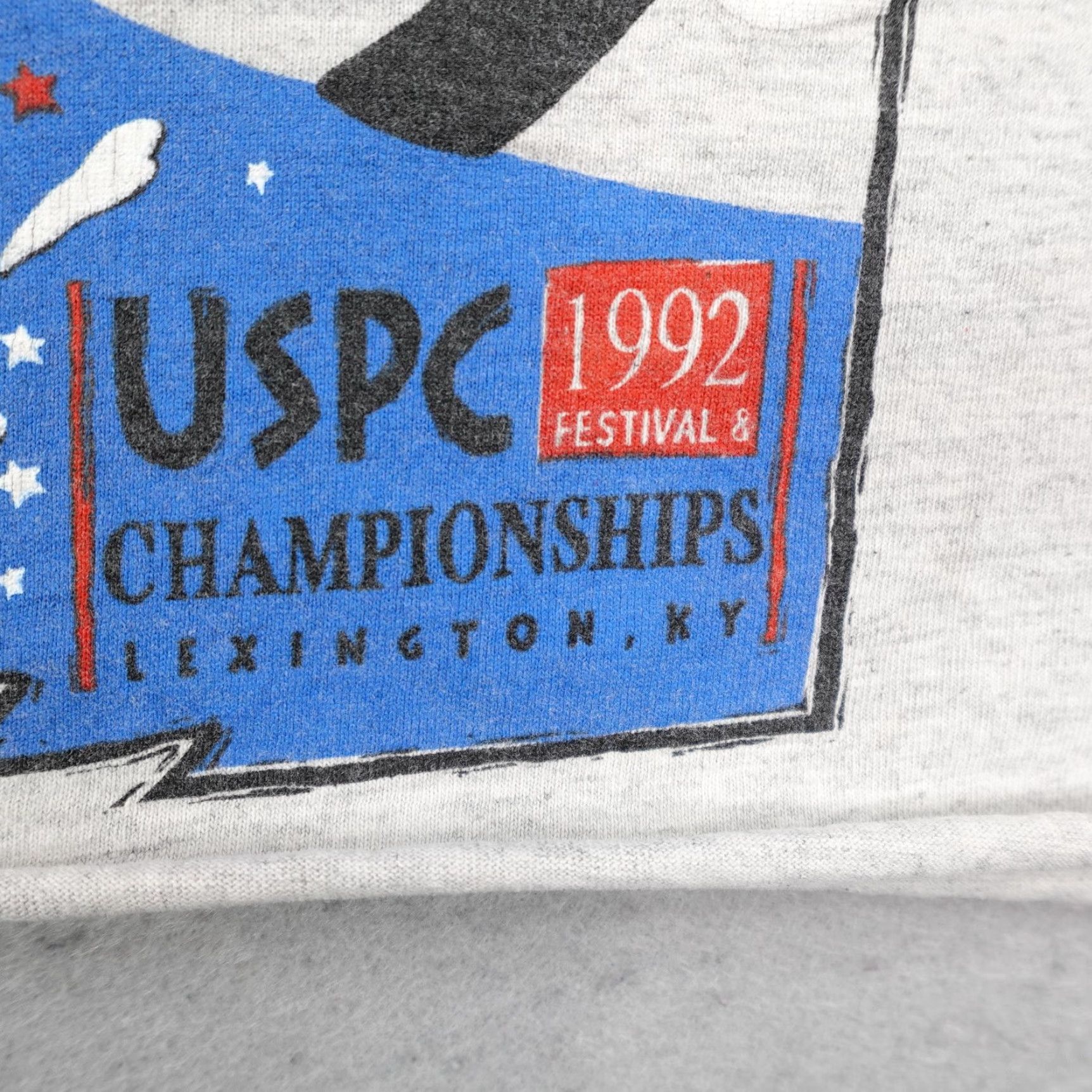 Anvil VINTAGE USPC Championships Shirt Womens Medium Gray Crop Top Horse Pony Club 90s Size M / US 6-8 / IT 42-44 - 4 Thumbnail