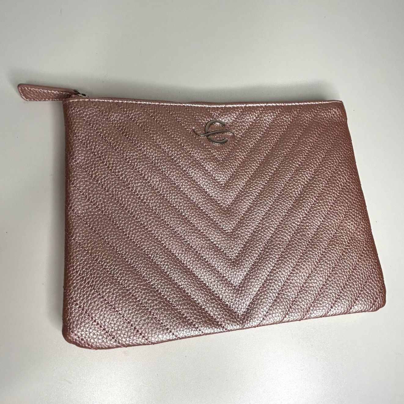 Other Chaviv by Violet Teriti Metallic Pink Clutch Chevron Purse Size ONE SIZE - 7 Thumbnail