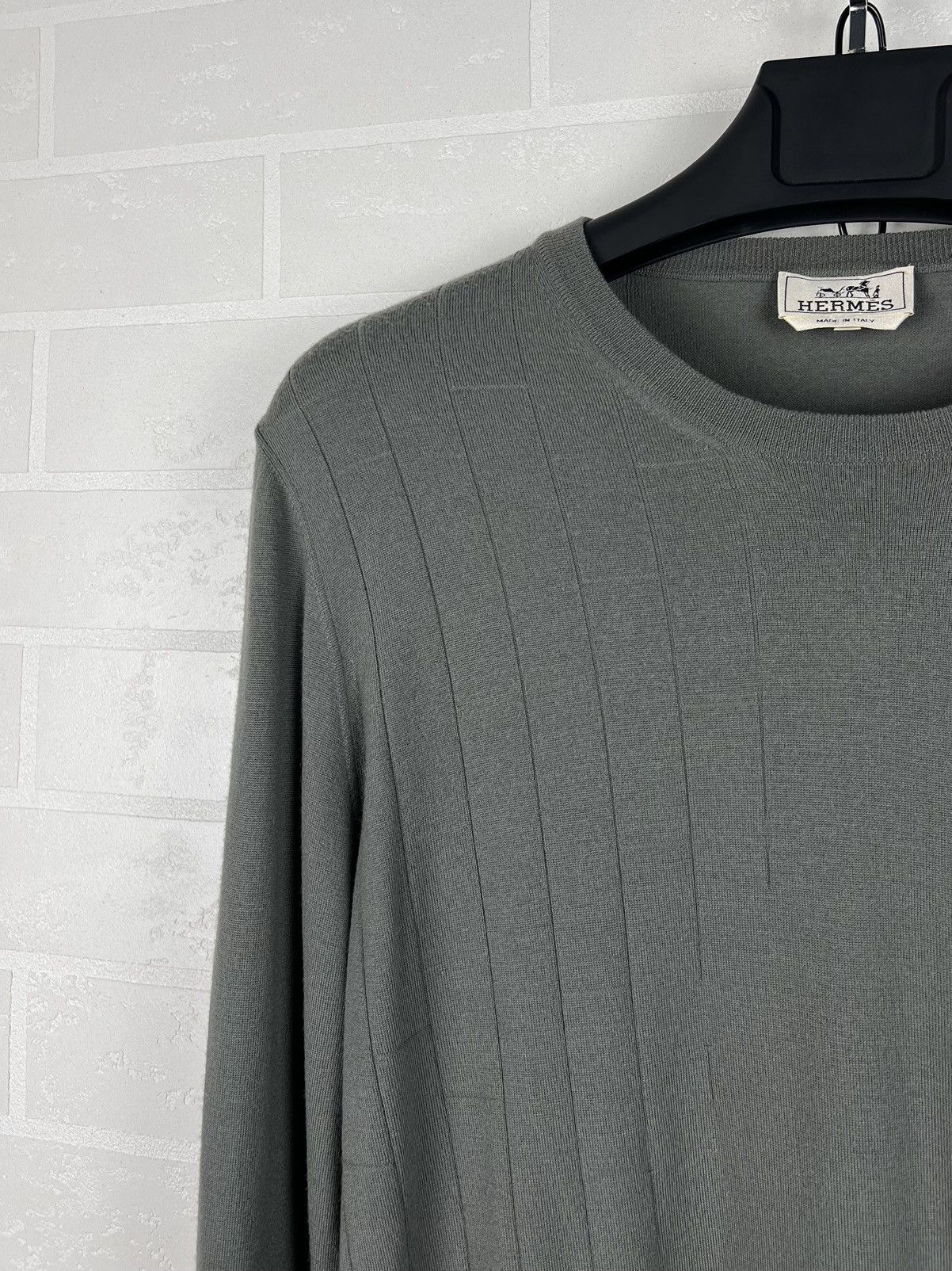 Hermes HERMES Sweater Crewneck Wool Monogram Textured H Gray Men's Size US XXL / EU 58 / 5 - 5 Thumbnail