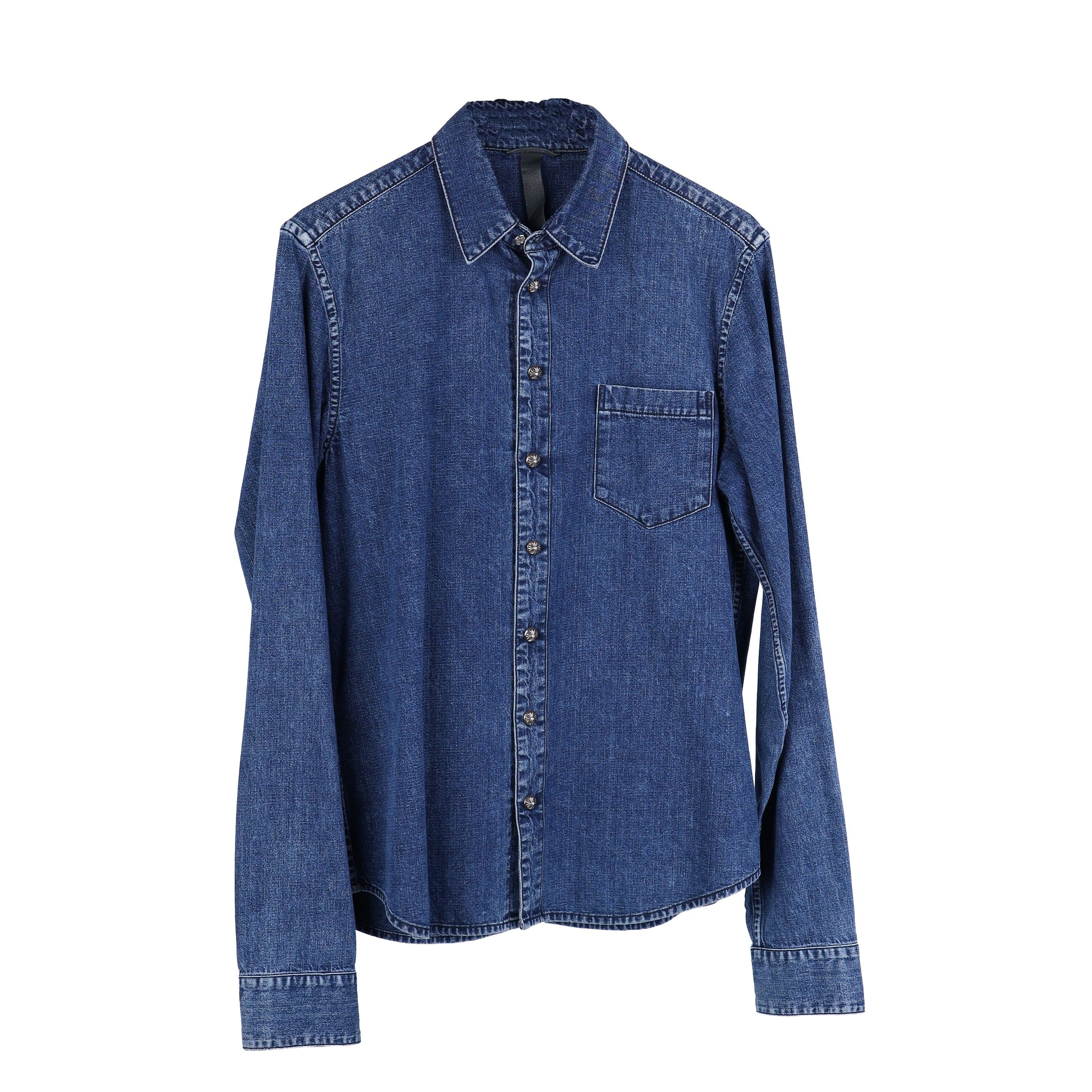 Chrome Hearts CHROME HEARTS CROSS PATCH SLEEVE DENIM SHIRT Size US L / EU 52-54 / 3 - 1 Thumbnail