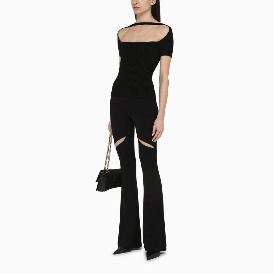 Courreges o1d2blof0824 Viscose Trouser With Cut Out in Black Size 26" / US 2 / IT 38 - 2 Thumbnail