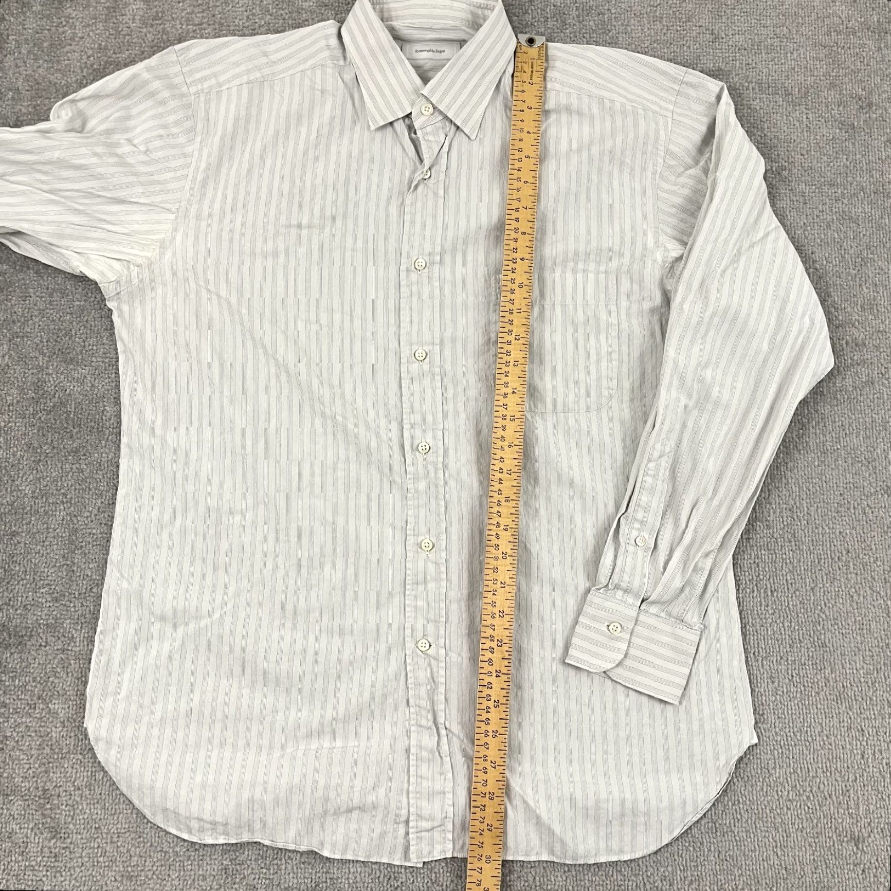 Ermenegildo Zegna VINTAGE Ermenegildo Zegna Dress Shirt Men 42 16.5 Gray Striped Long Sleeve Business Casual Formal Size 42R - 5 Thumbnail