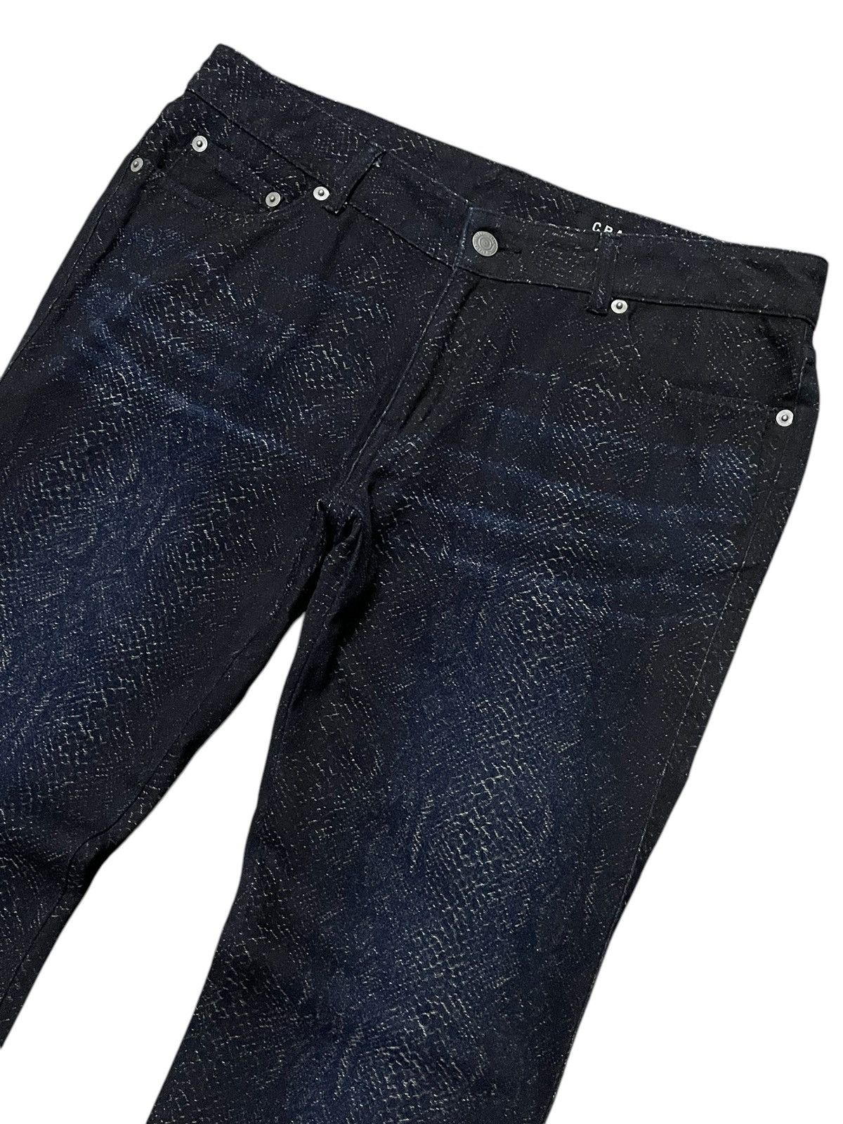 5351 POUR LES HOMMES × semanticdesign CPA Japan 🐍 Jacquard Phantom Snake Pattern Scale Flare Jeans Size US 31 - 3 Thumbnail