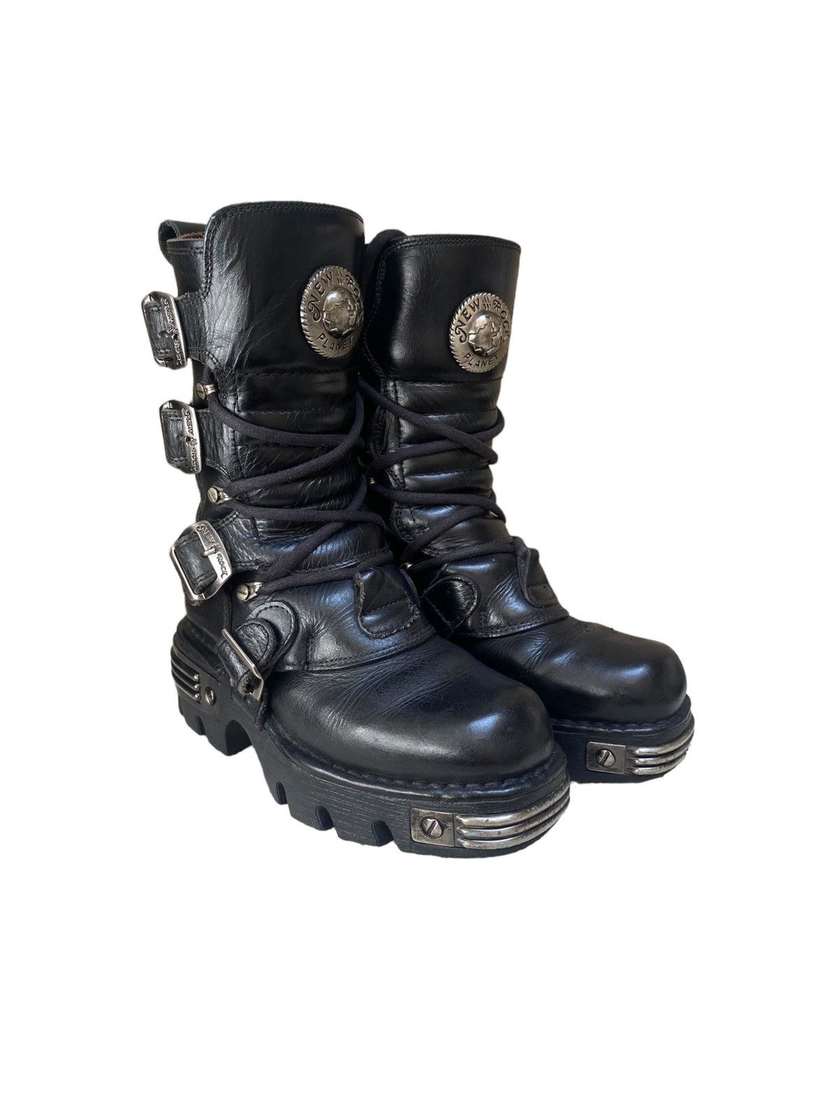 image of Avant Garde x New Rock Vintage New Rock Planet Leather Boots Size 36 in Black, Women's