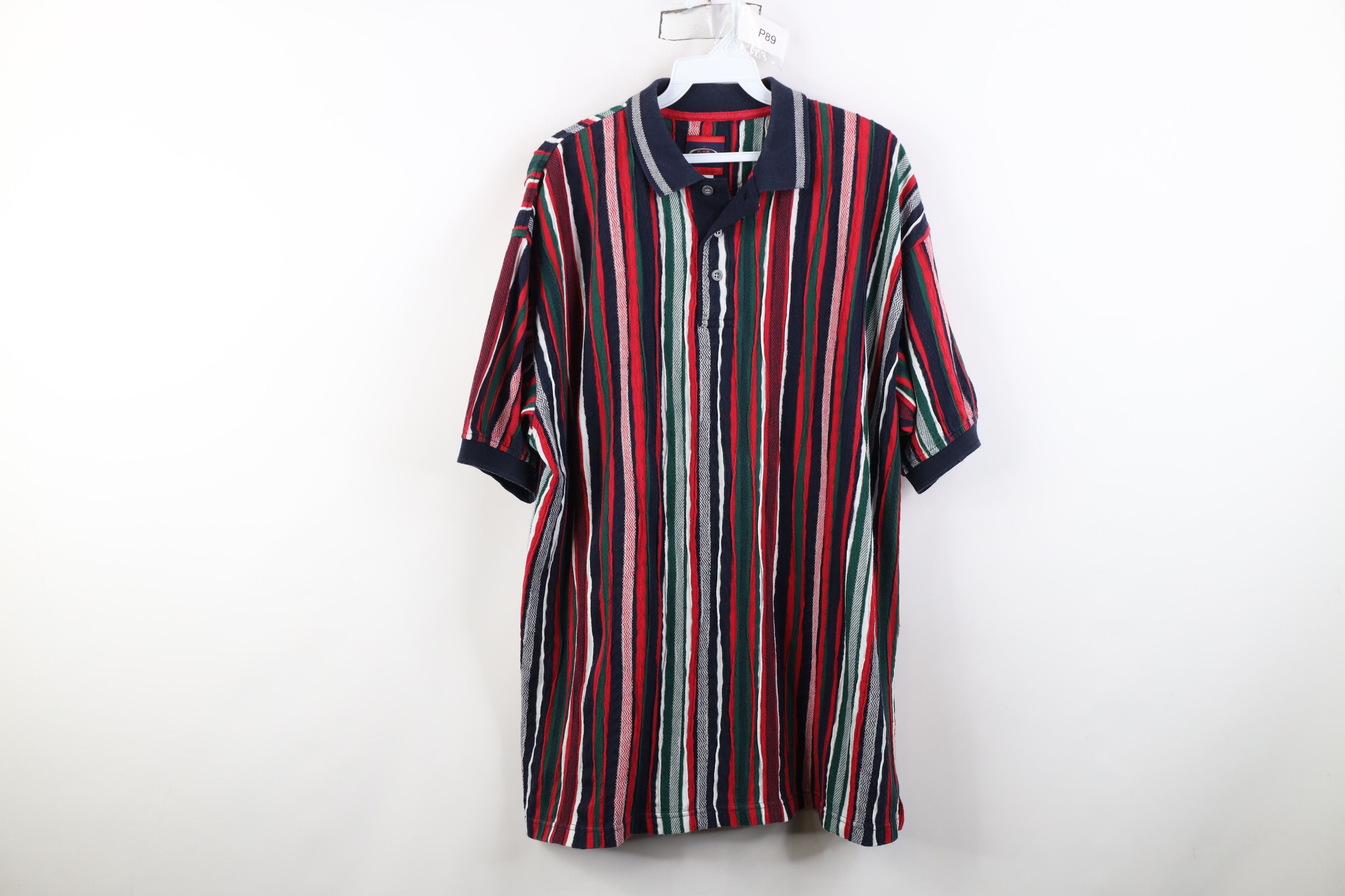 Vintage Vintage 90s Streetwear Coogi Style Striped Golf Polo Shirt Size US L / EU 52-54 / 3 - 1 Thumbnail
