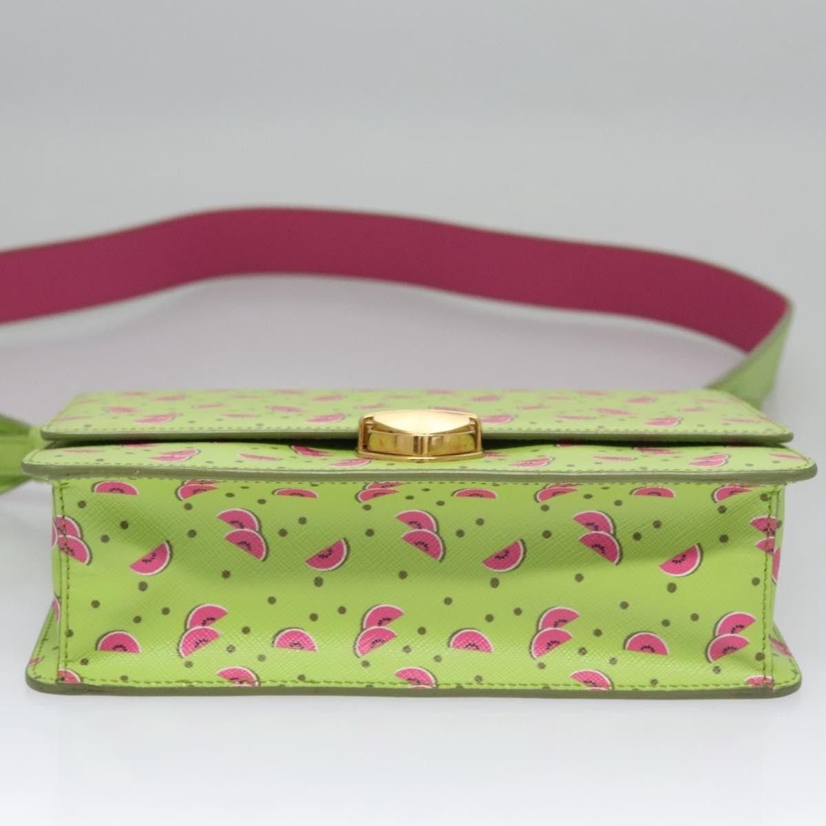 Prada Prada Leather Watermelon Shoulder Bag Saffiano Green Size ONE SIZE - 12 Thumbnail