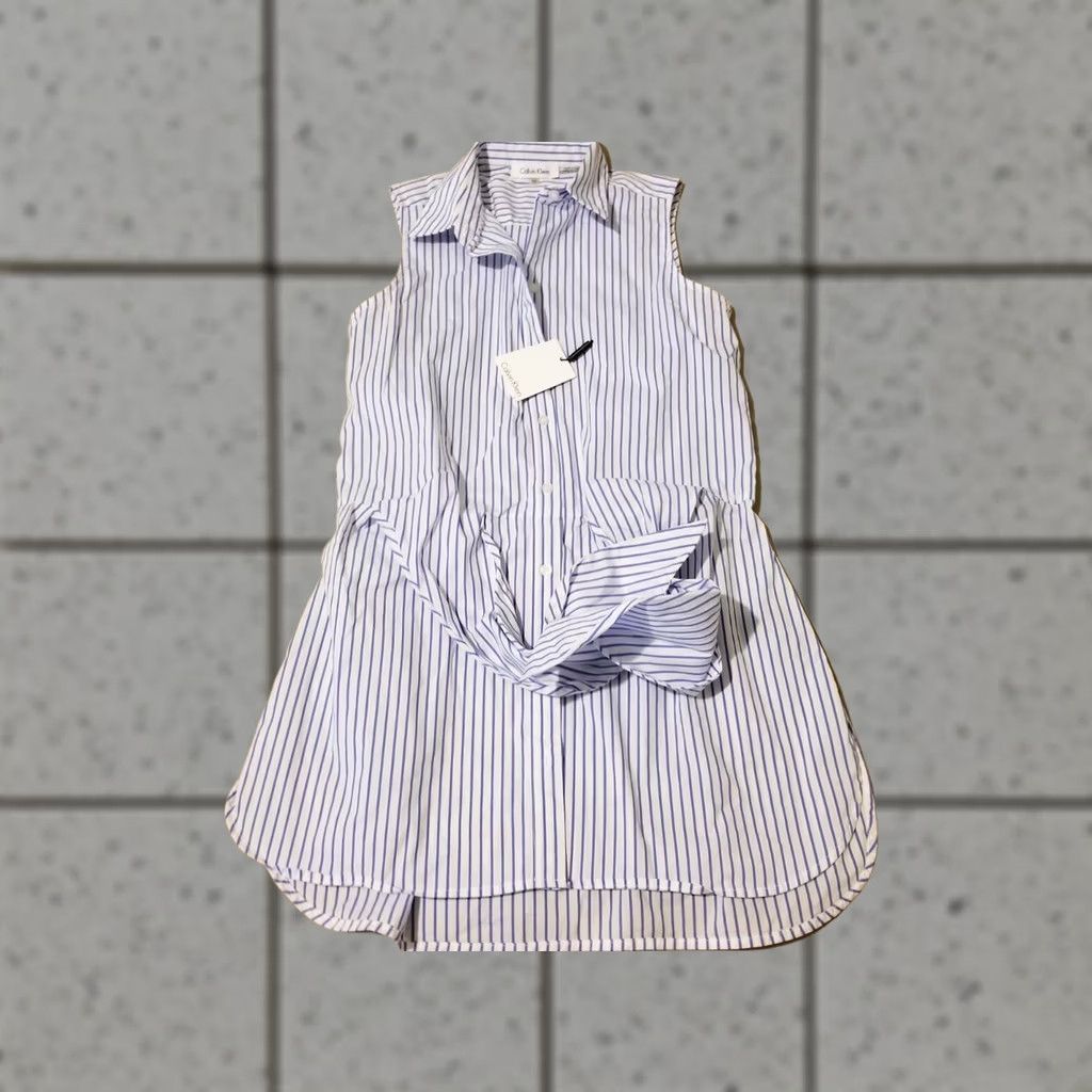 Calvin Klein Womens Calvin Klein Shirt Blouse XS White Stripes Cotton Size XS / US 0-2 / IT 36-38 - 1 Thumbnail
