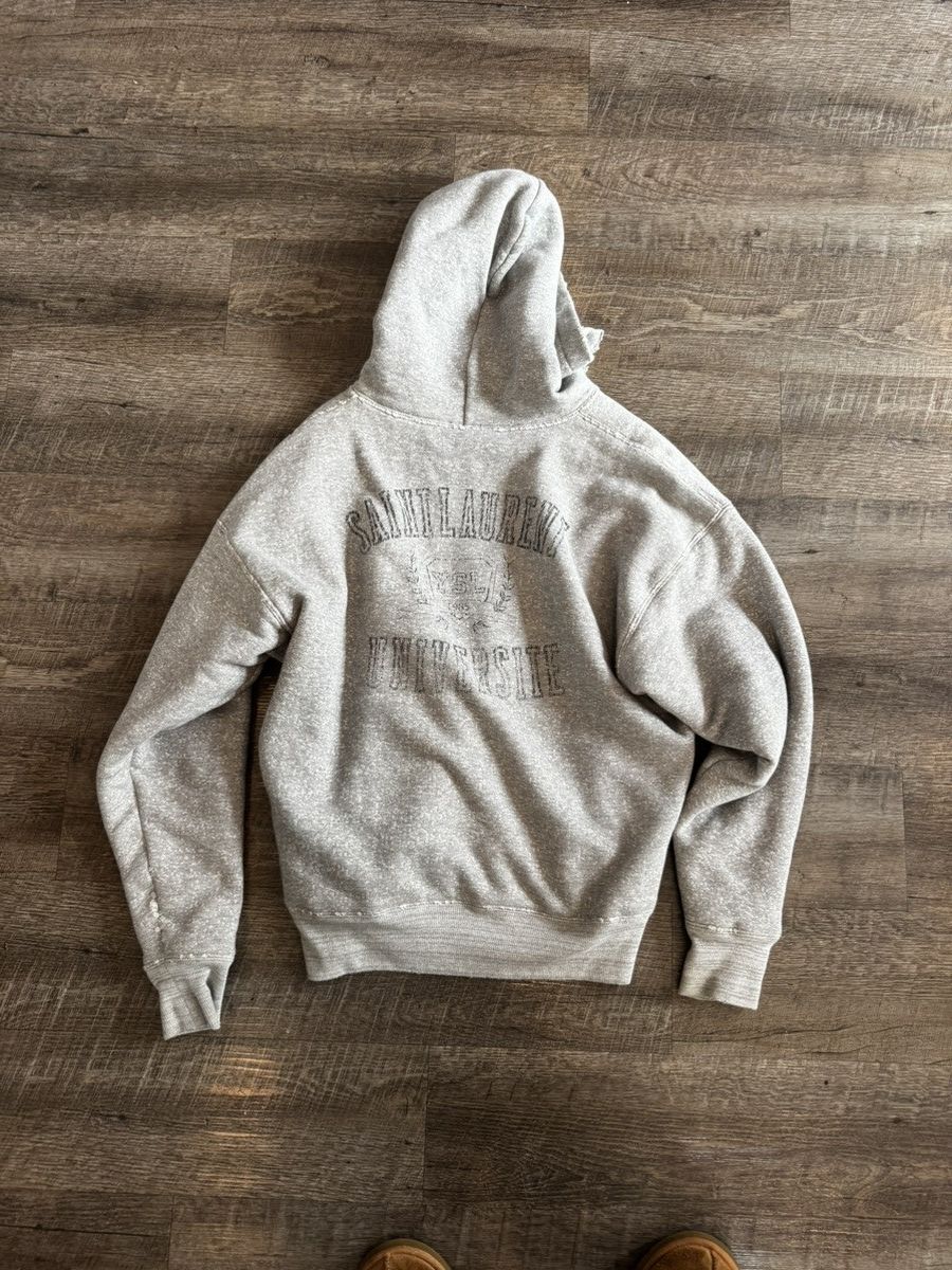 Saint Laurent Paris Saint Laurent Paris Collegiate Distressed Hoodie Size US S / EU 44-46 / 1 - 1 Thumbnail