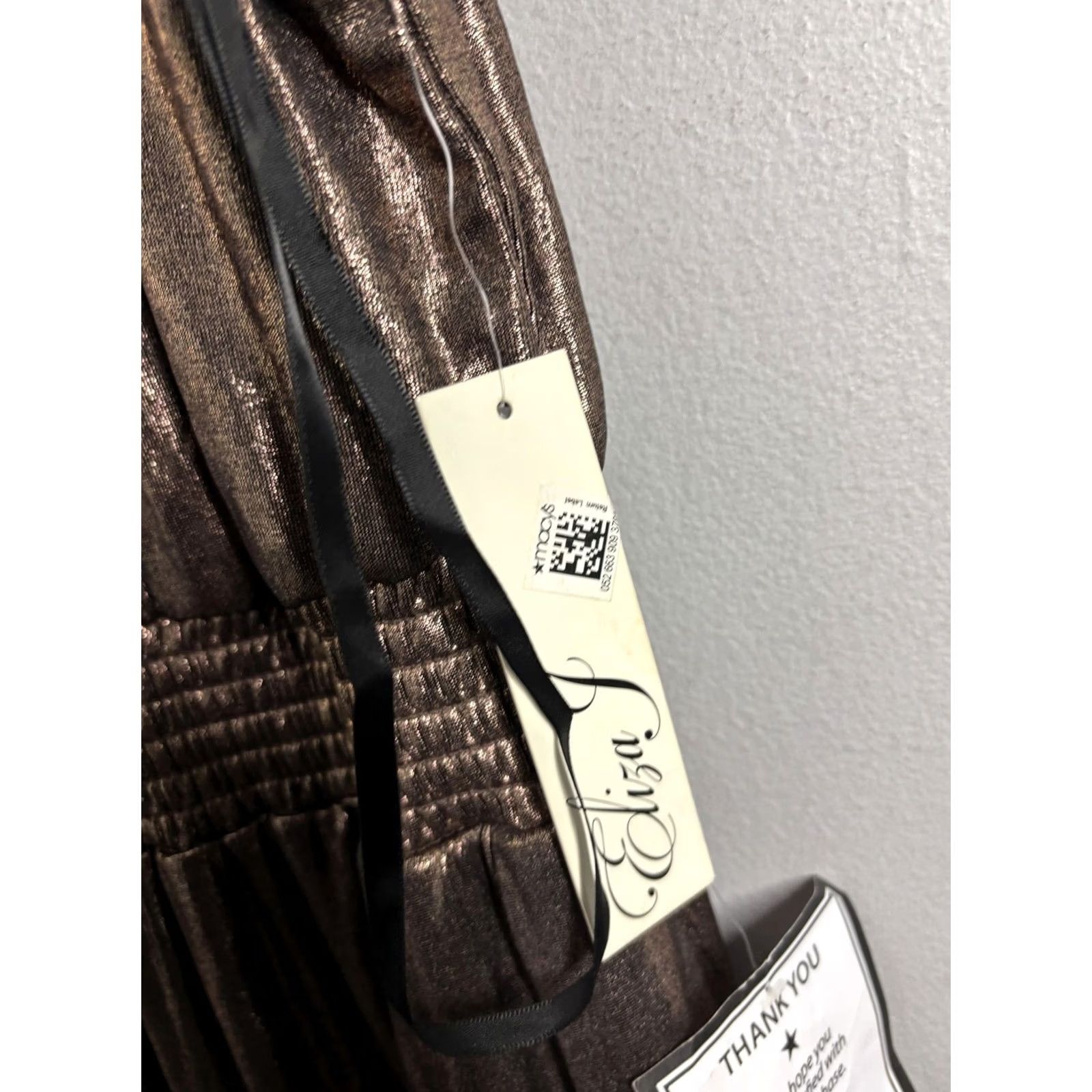 Vintage Eliza J Dress Womens 10 Bronze Metallic Halter Maxi Tiered Evening Gown Size L / US 10 / IT 46 - 3 Thumbnail
