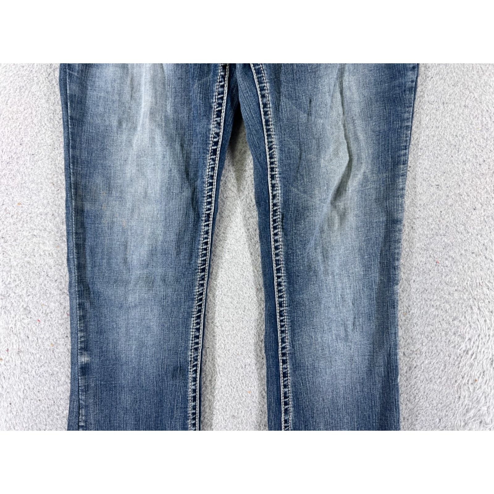 Vintage Wallflower Jeans Womens Jeans Blue Denim Bootcut 26x28 3 Stretch Cotton Blend Regular Embroidered Rhinestone 5-Pocket Luscious Curvy Fit Size 26" / US 2 / IT 38 - 3 Thumbnail