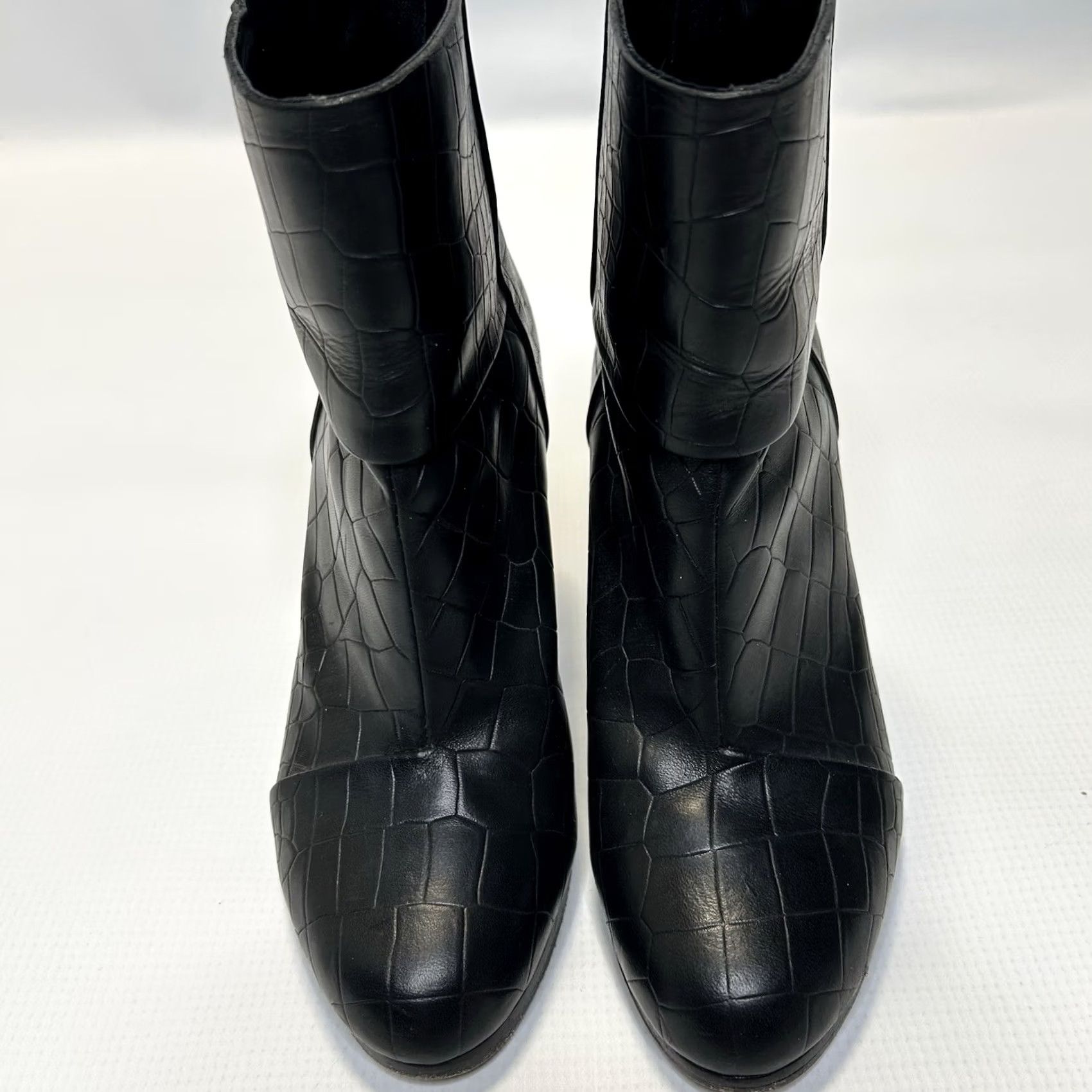 Rag & Bone rag & bone Newbury Croc Embossed Leather Bootie Womens 5.5 Black Ankle Zip Heel Block Leather Lining Patent Outsole Kid/Adult: Women Size US 6 / IT 36 - 7 Thumbnail
