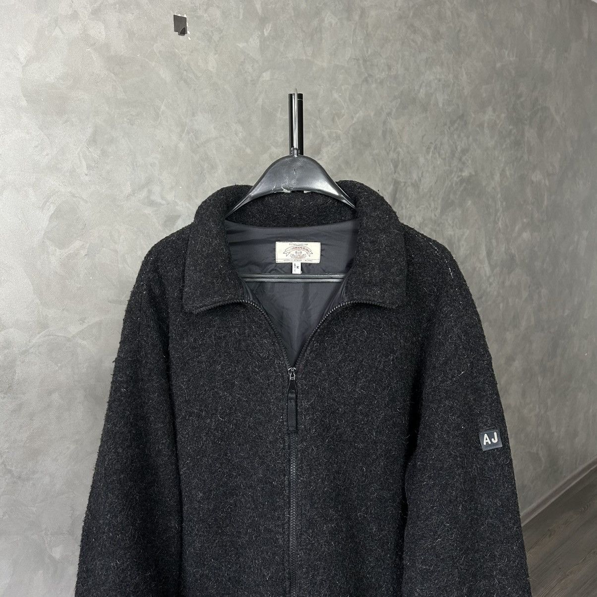 Armani Archive Armani Jeans Fuzzy Wool Zip Bomber Jacket Y2K