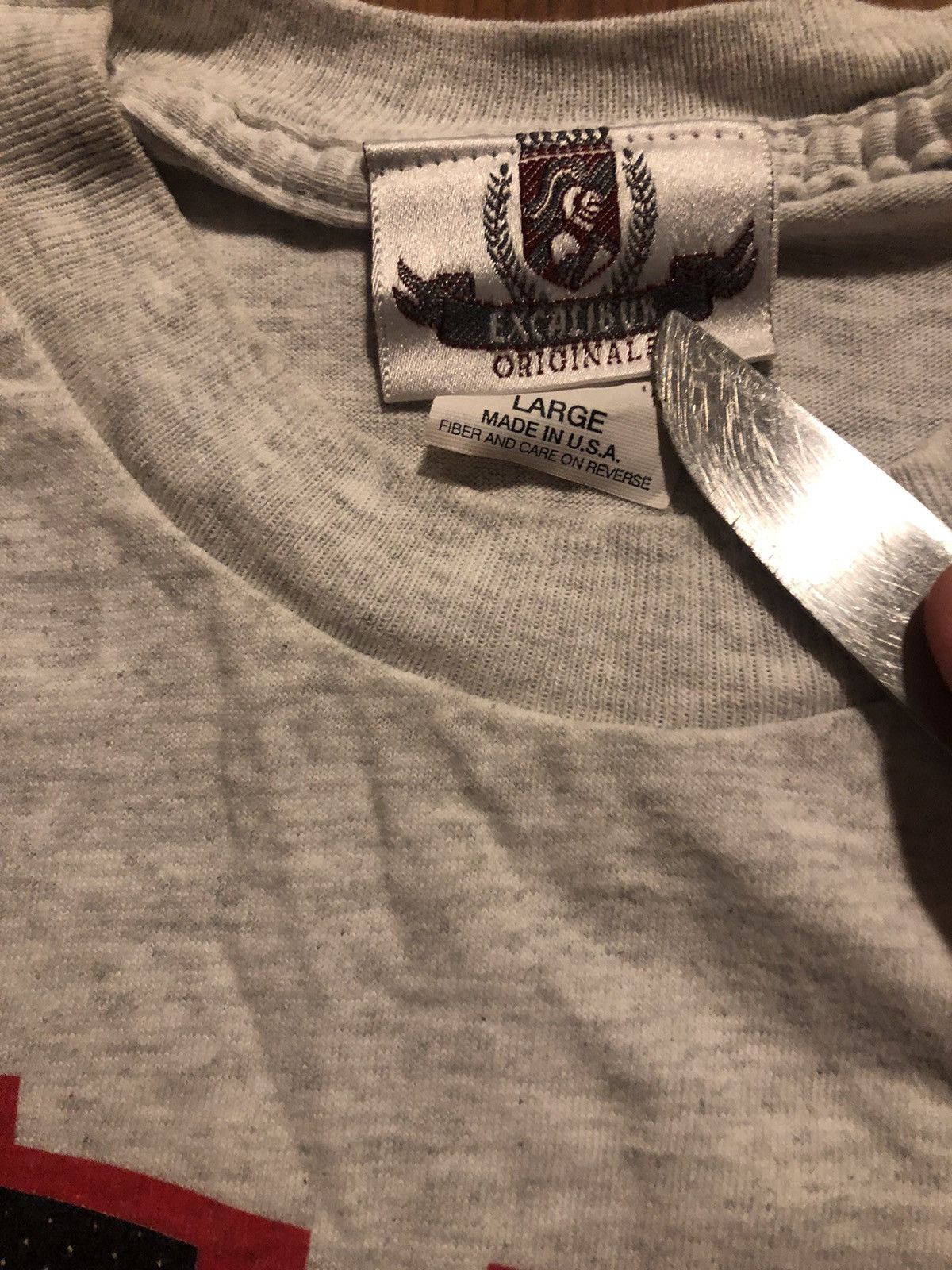 Vintage Vintage 90s Exacalibur “The Real Deal” T Shirt S/L Size US L / EU 52-54 / 3 - 3 Thumbnail