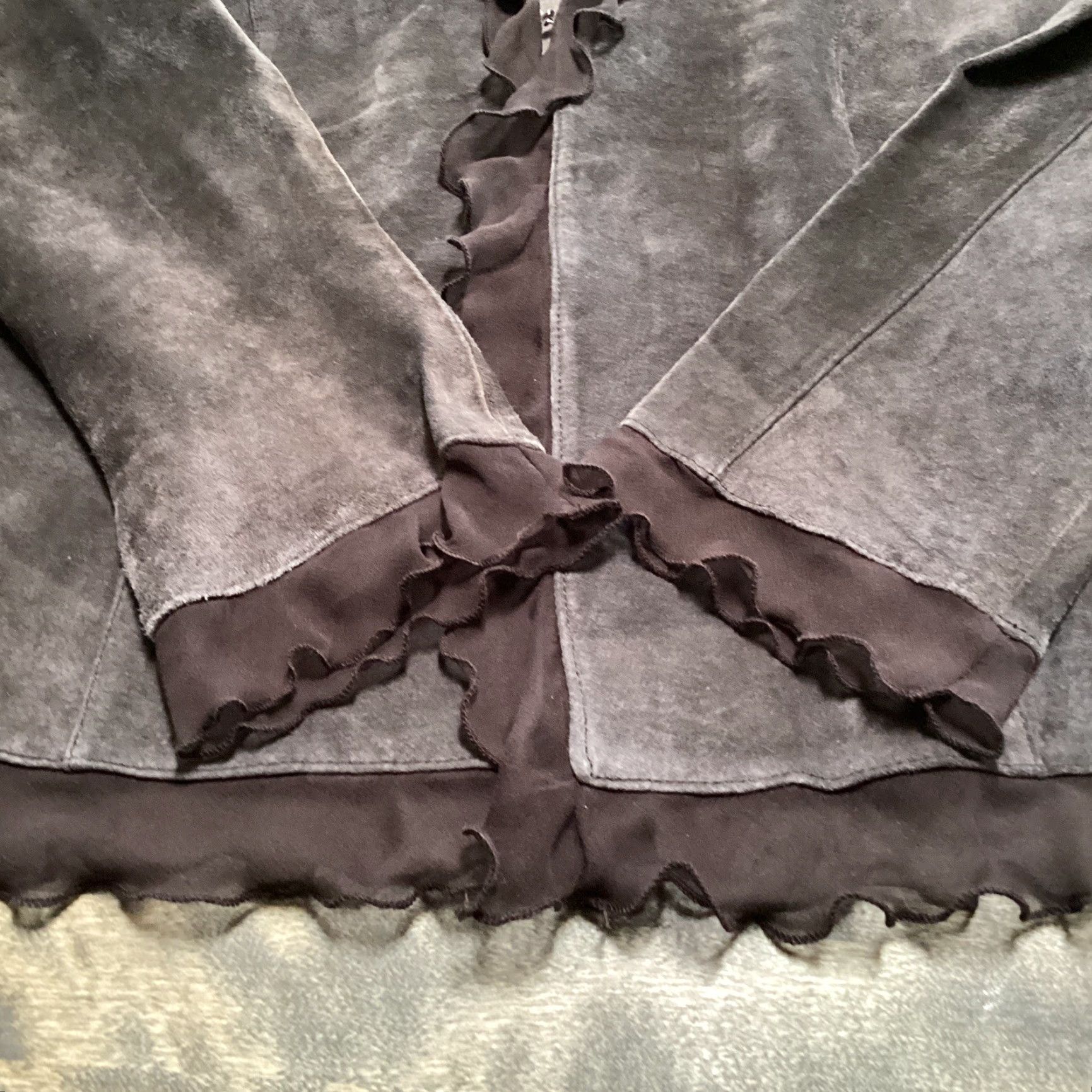 Vintage Monterra Jacket Women S Brown Pig Suede Leather Ruffles Lightweight Western Size S / US 4 / IT 40 - 4 Thumbnail