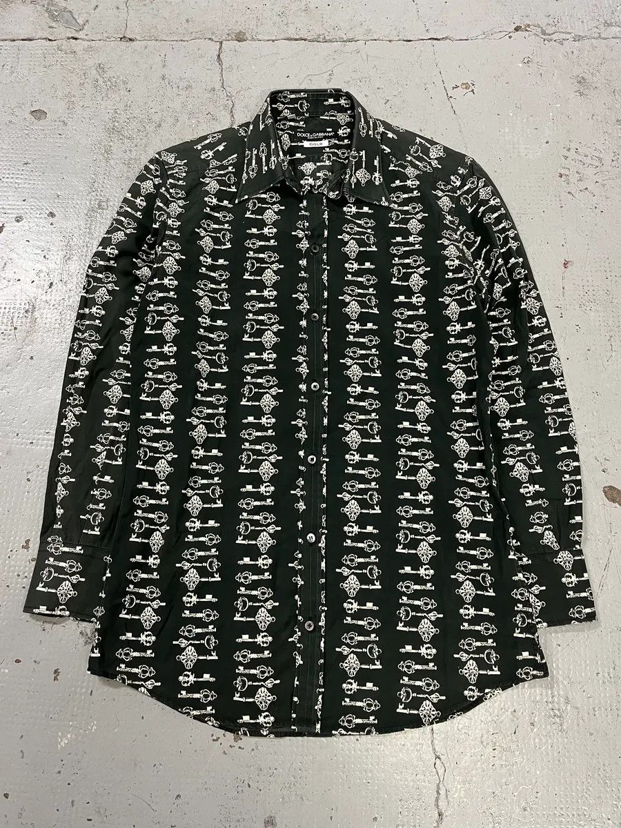 Dolce & Gabbana 2000s Dolce & Gabbana Medieval Keys Dark Grey Shirt Size US S / EU 44-46 / 1 - 3 Thumbnail