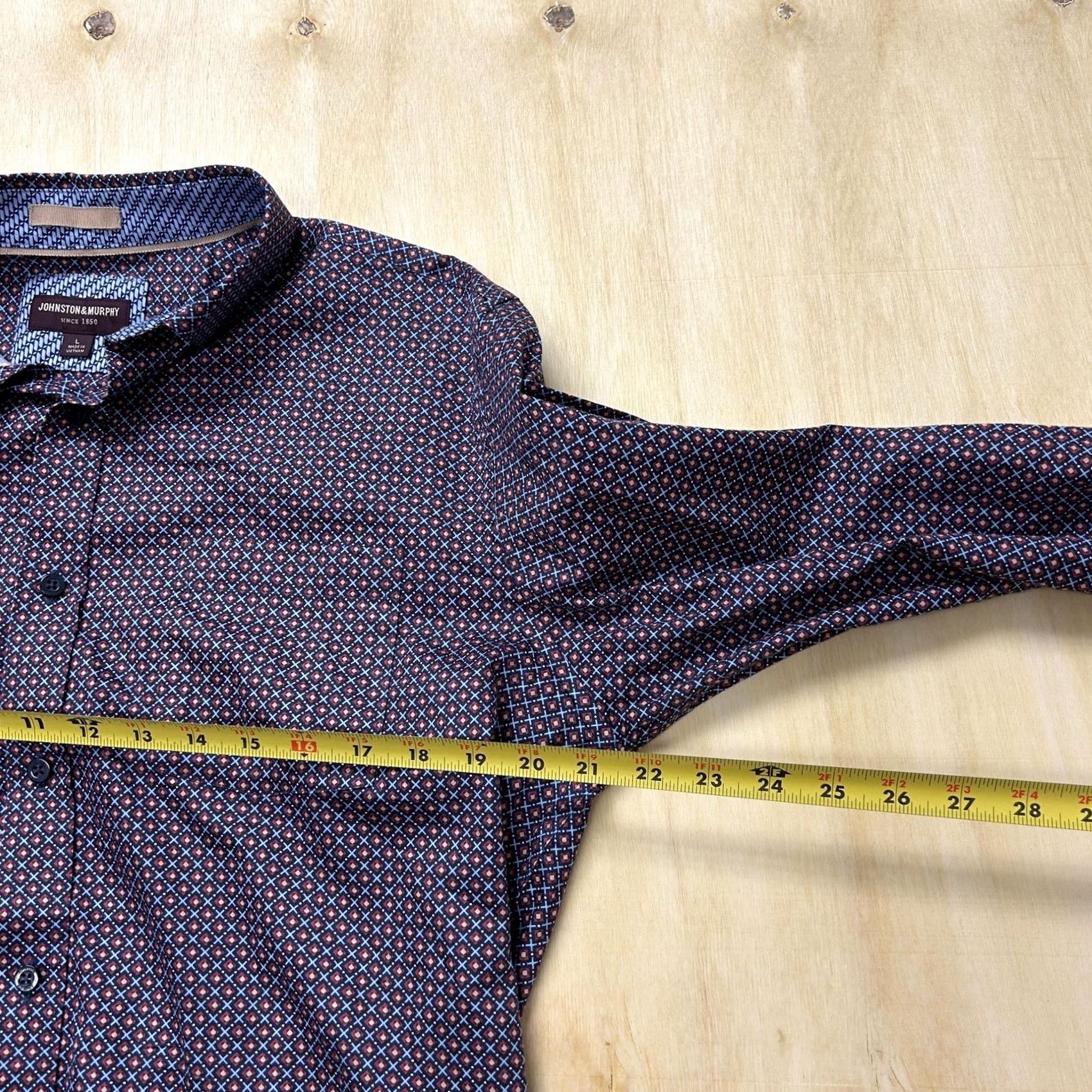 Johnston & Murphy Johnston & Murphy Shirt Mens Large Red Geometric Long Sleeve Button-Up Casual Size US L / EU 52-54 / 3 - 6 Thumbnail