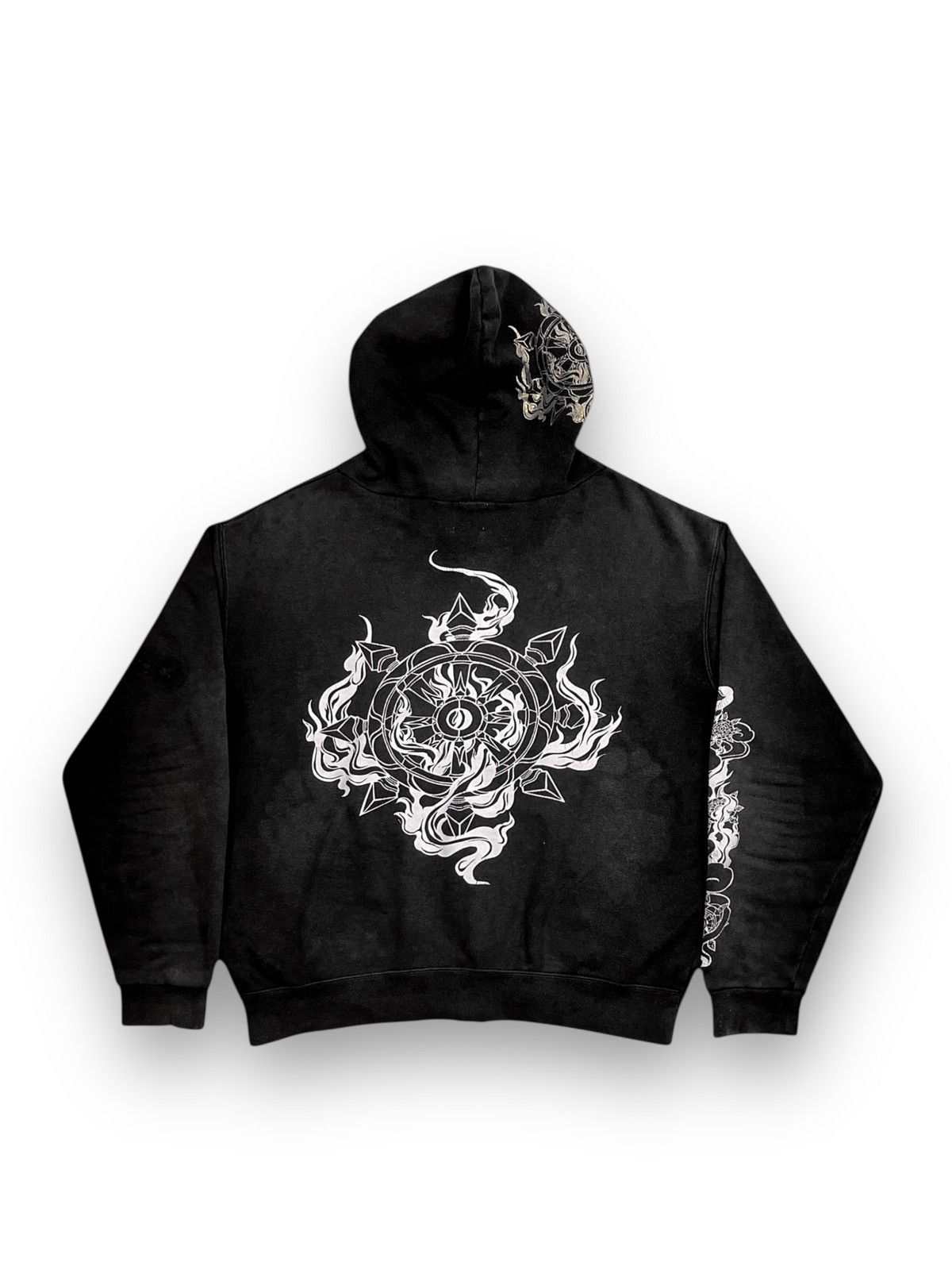 Shanit Core Distressed Sun Faded Pullover Zip Hoodie