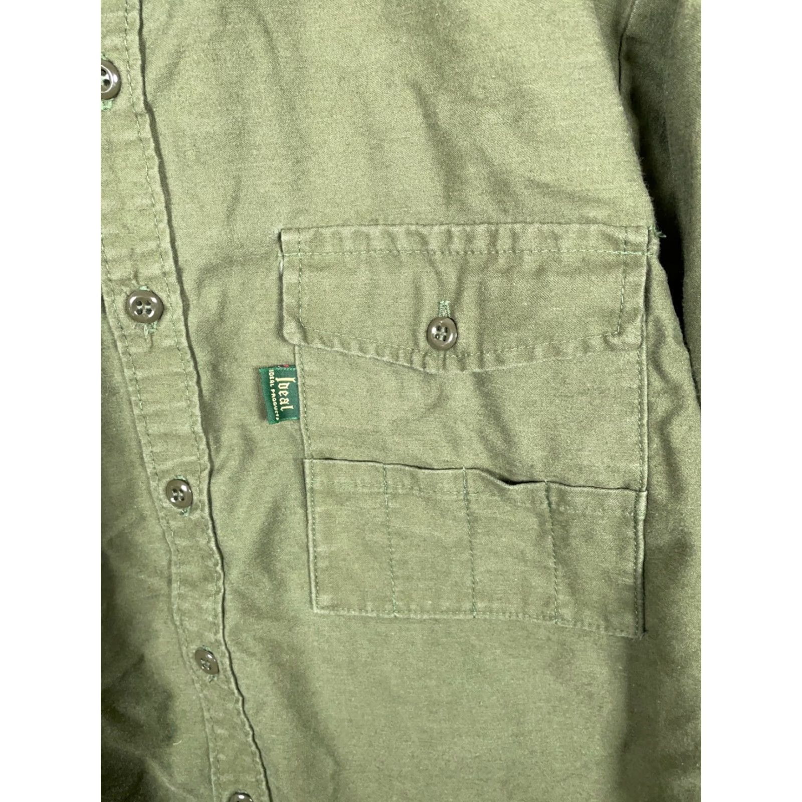 IDEA VINTAGE Ideal Shooting Shirt Men XL Green Brown Twill Canvas Shoulder Elbow Patches 80s USA Mens Size US XL / EU 56 / 4 - 4 Thumbnail