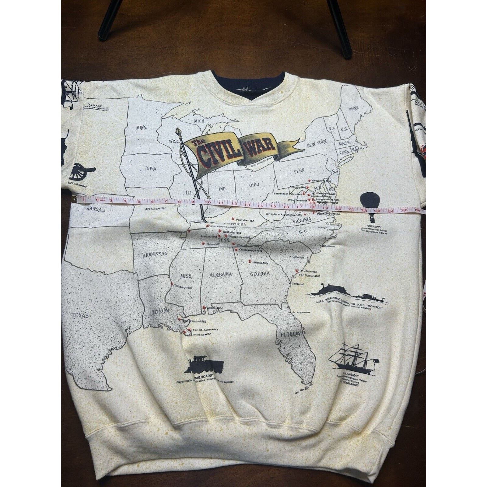 Vintage 90s American Civil War History Crewneck Pullover Sweatshirt Size US XXL / EU 58 / 5 - 6 Thumbnail