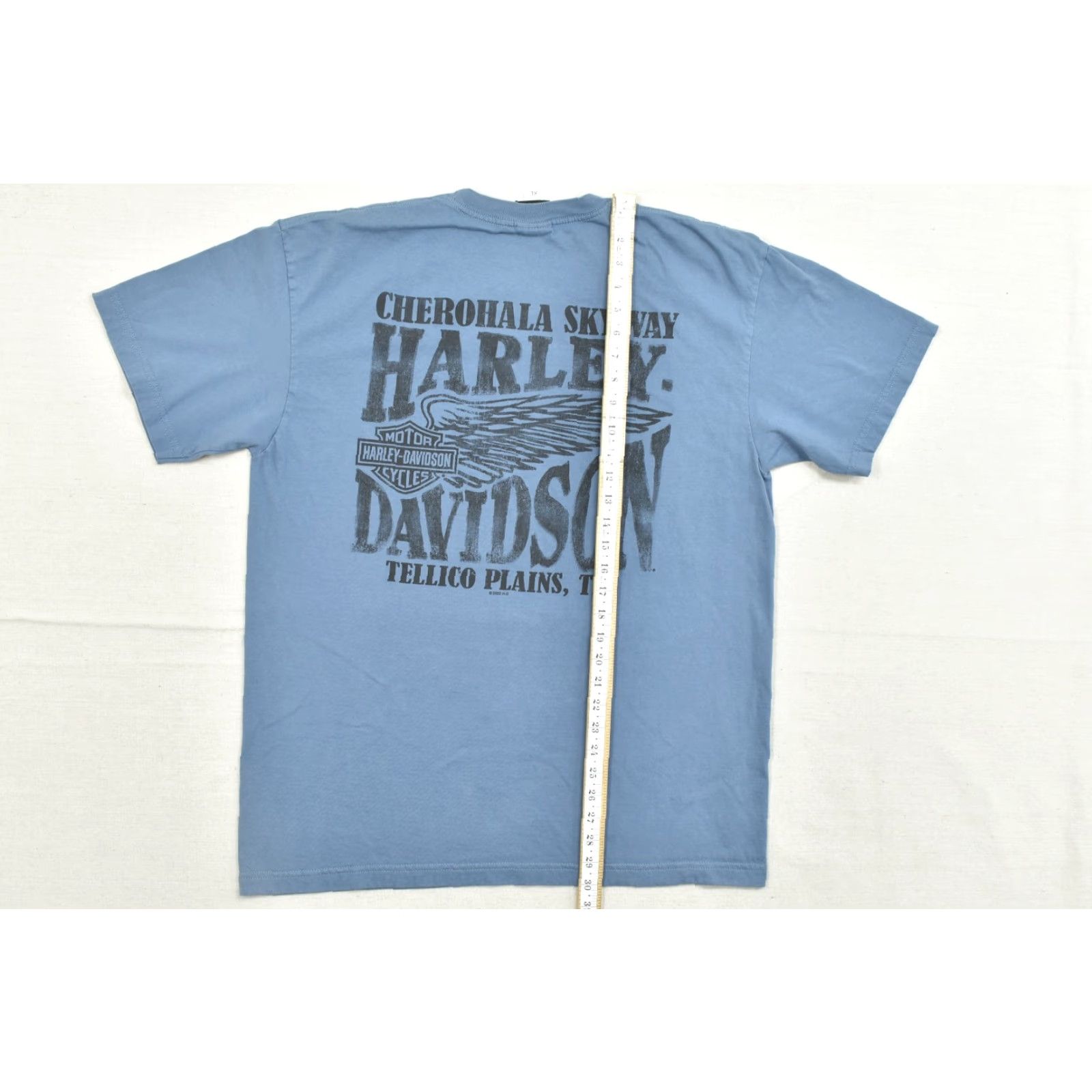 Harley Davidson Harley-Davidson T-Shirt Men XL Blue Cherohala Skyway Tellico Plains TN Double-Sided Print Crew Neck Short Sleeve Cotton Spring Summer 2010-2019 Size US XL / EU 56 / 4 - 4 Thumbnail