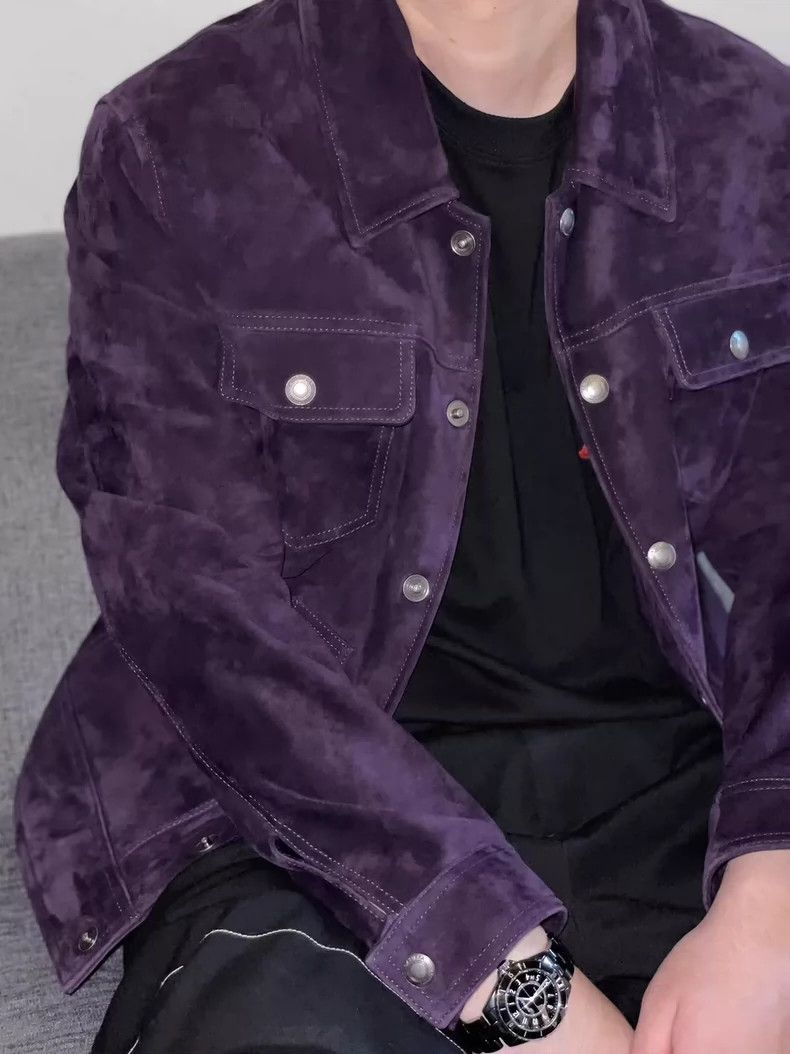Amiri Amiri Purple locomotive cow suede suede jacket -DMC-2508 Size US M / EU 48-50 / 2 - 1 Thumbnail