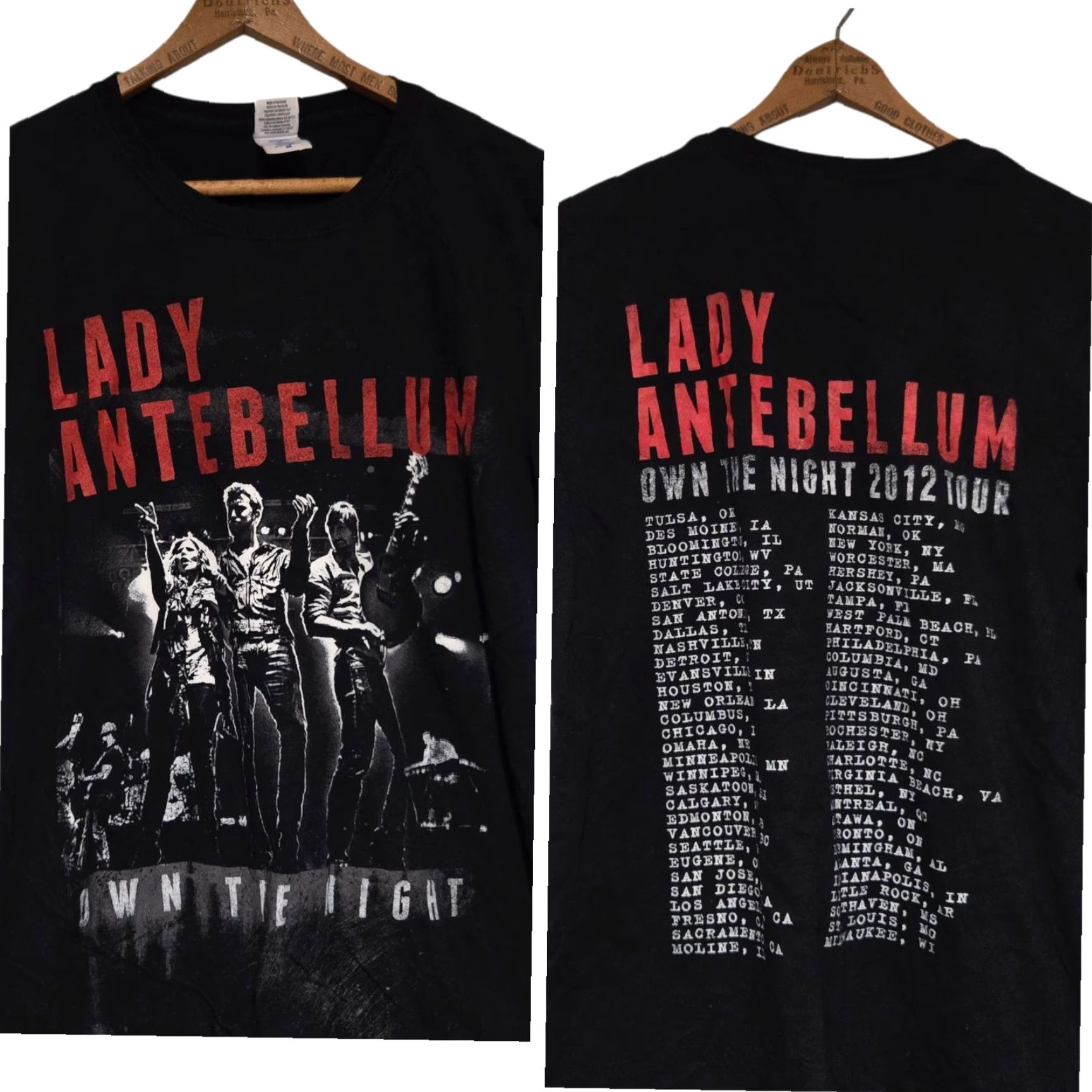 Gildan Lady Antebellum Own The Night Tour Medium T-Shirt Black Red Cotton Gildan Softstyle Logo Short Sleeve Round Neck Men Shirt Band Music Size US M / EU 48-50 / 2 - 2 Thumbnail