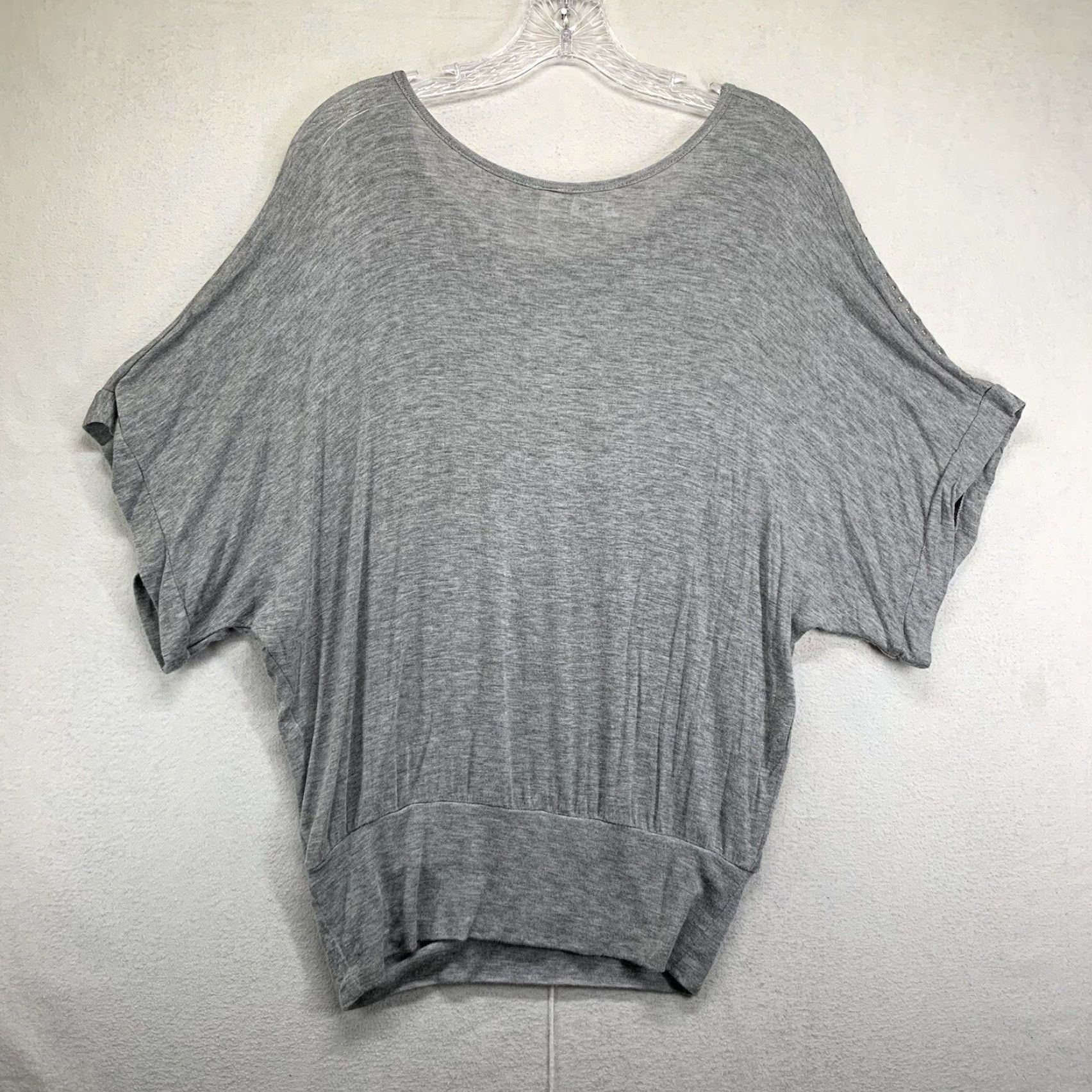 Vintage La Miel Blouse Gray Studded Sleeve Women’s Large Regular Nylon? No, reneed. Size L / US 10 / IT 46 - 3 Thumbnail