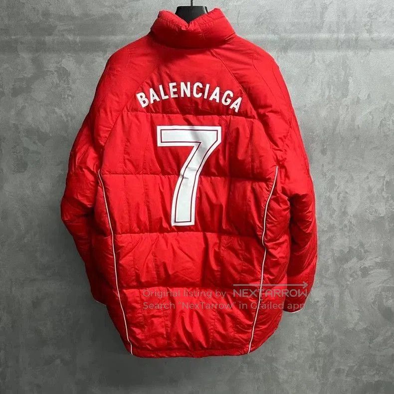 Balenciaga Balenciaga Red Football Print Logo Down Jacket. Size US S / EU 44-46 / 1 - 2 Thumbnail