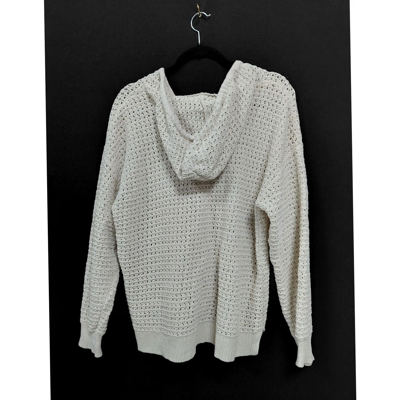 Vintage Artelier Nicole Miller Knit Hoodie Sweater White 1X Women Long Sleeve V-Neck Pullover" Size XL / US 12-14 / IT 48-50 - 2 Thumbnail