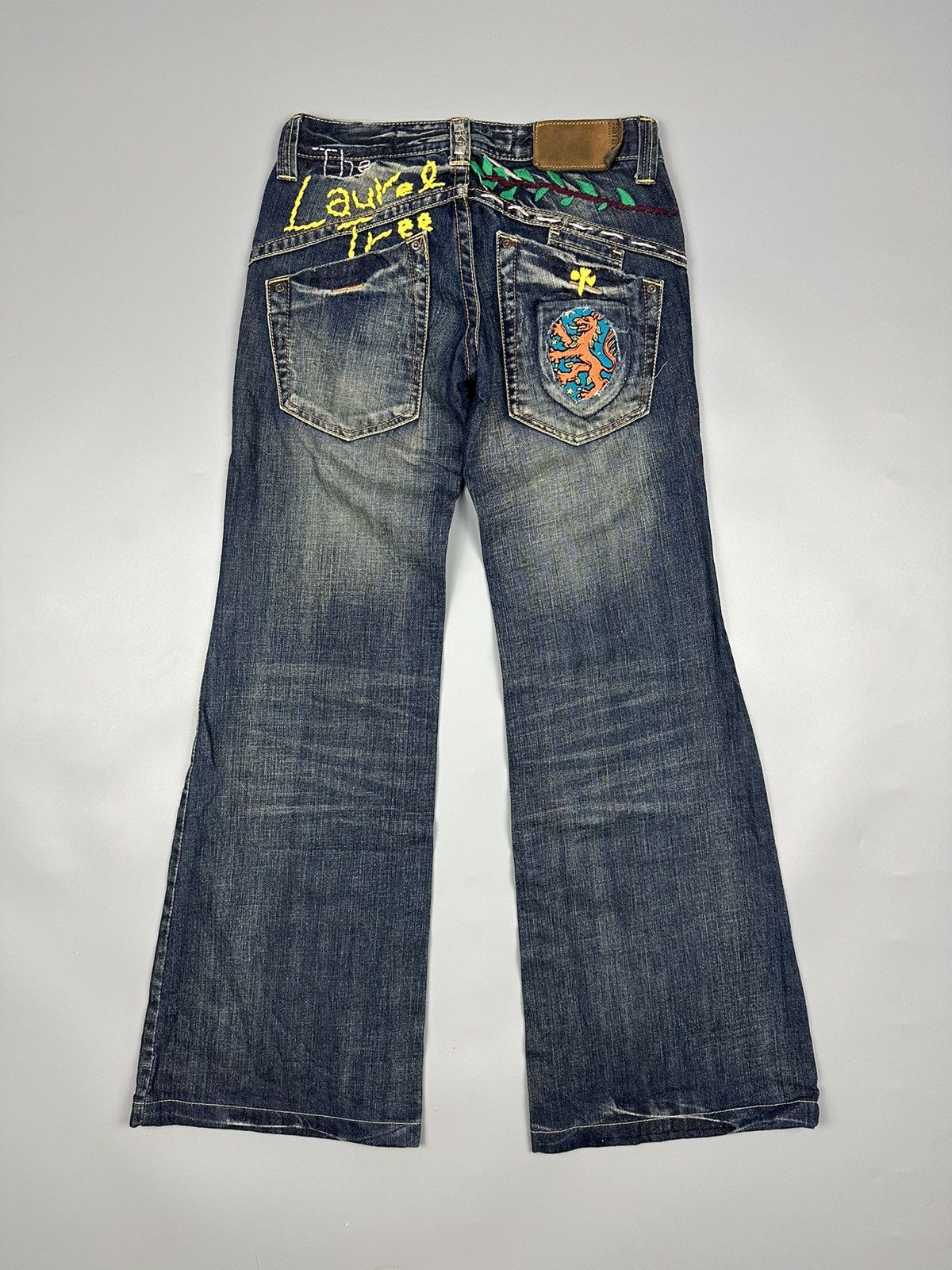 🔥FLARED🔥 Embroidered Drive Jeans Exotic Vintage Denim
