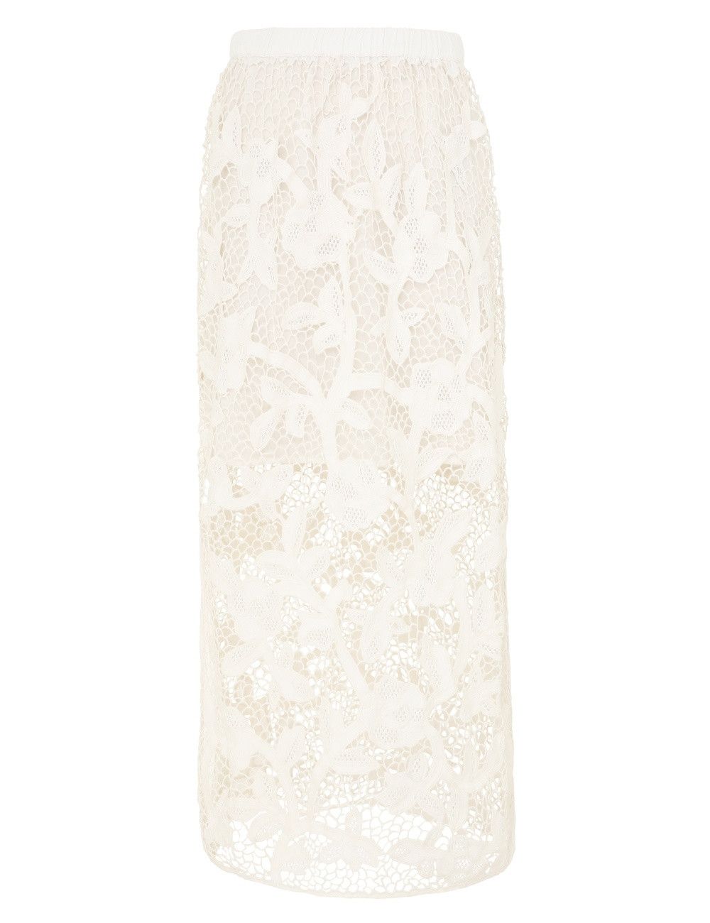 Zimmermann oc11z0525 Crochet Lace Midi Skirt in White Size 25" / US 0 / IT 36 - 1 Thumbnail