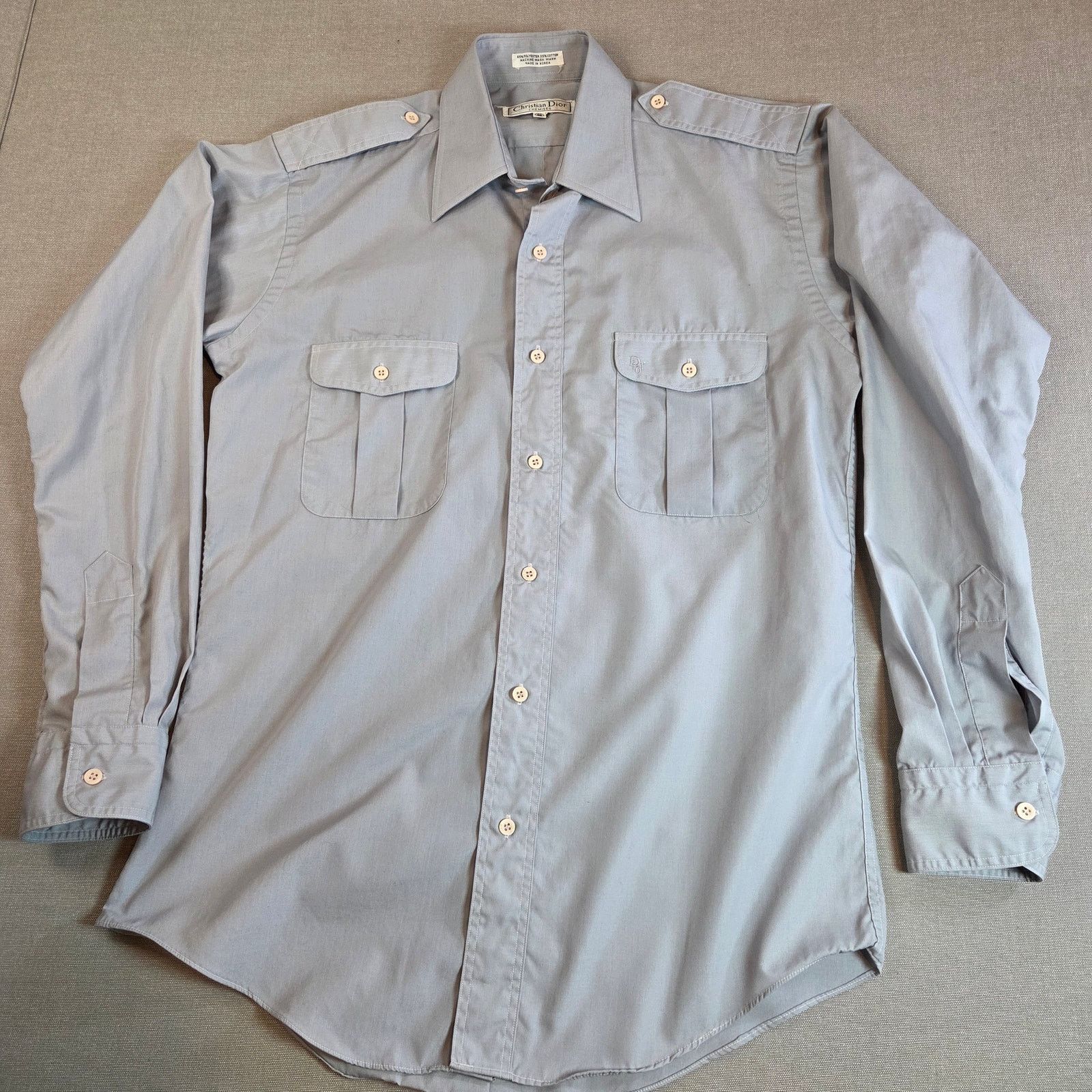 Vintage Dior Monsieur Chemise Shirt Gray Blue S