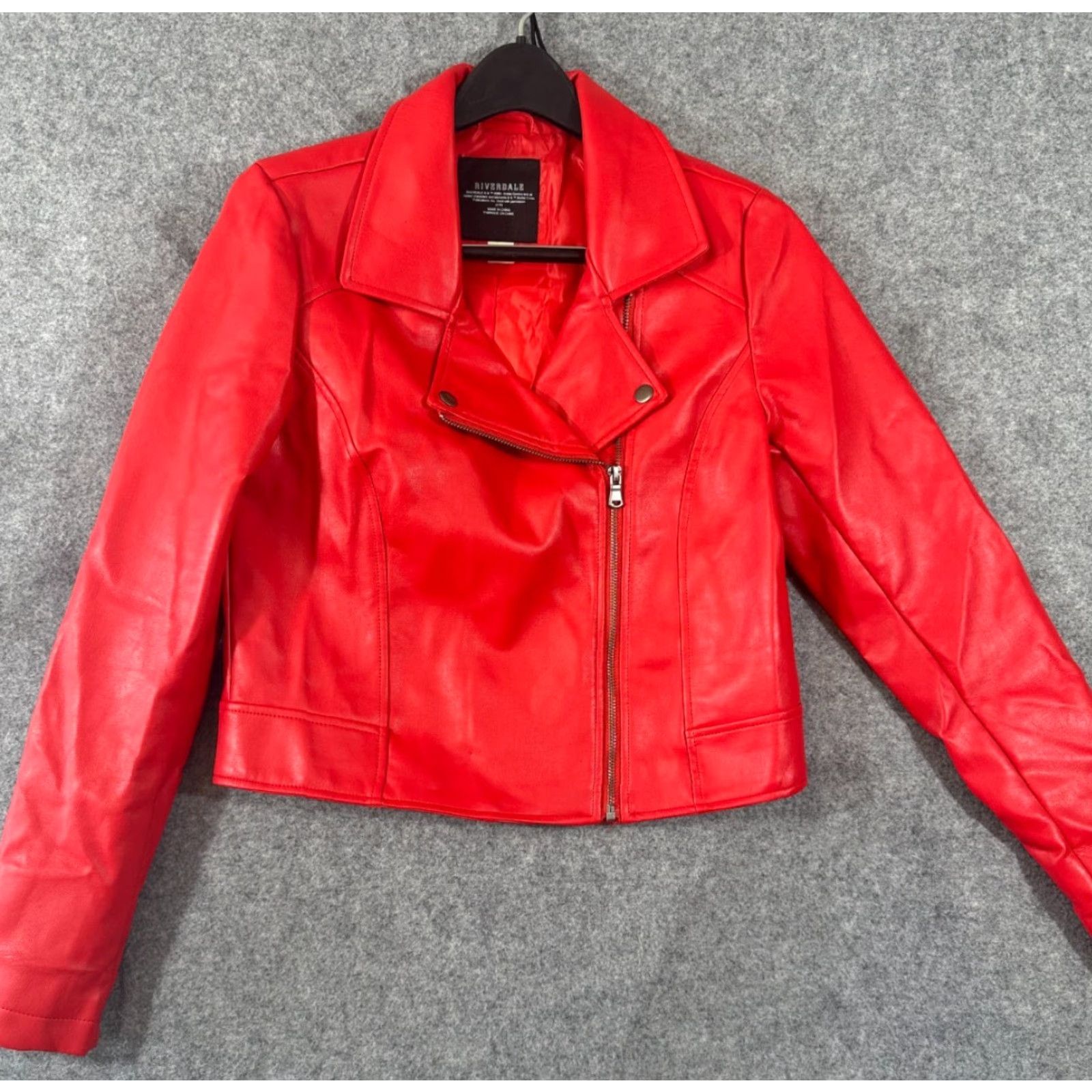 Vintage Riverdale Jacket Womens S Cheryl Blossom Faux Vegan Leather Southside Serpents Full Zip Long Sleeve Jacket Size S / US 4 / IT 40 - 2 Thumbnail