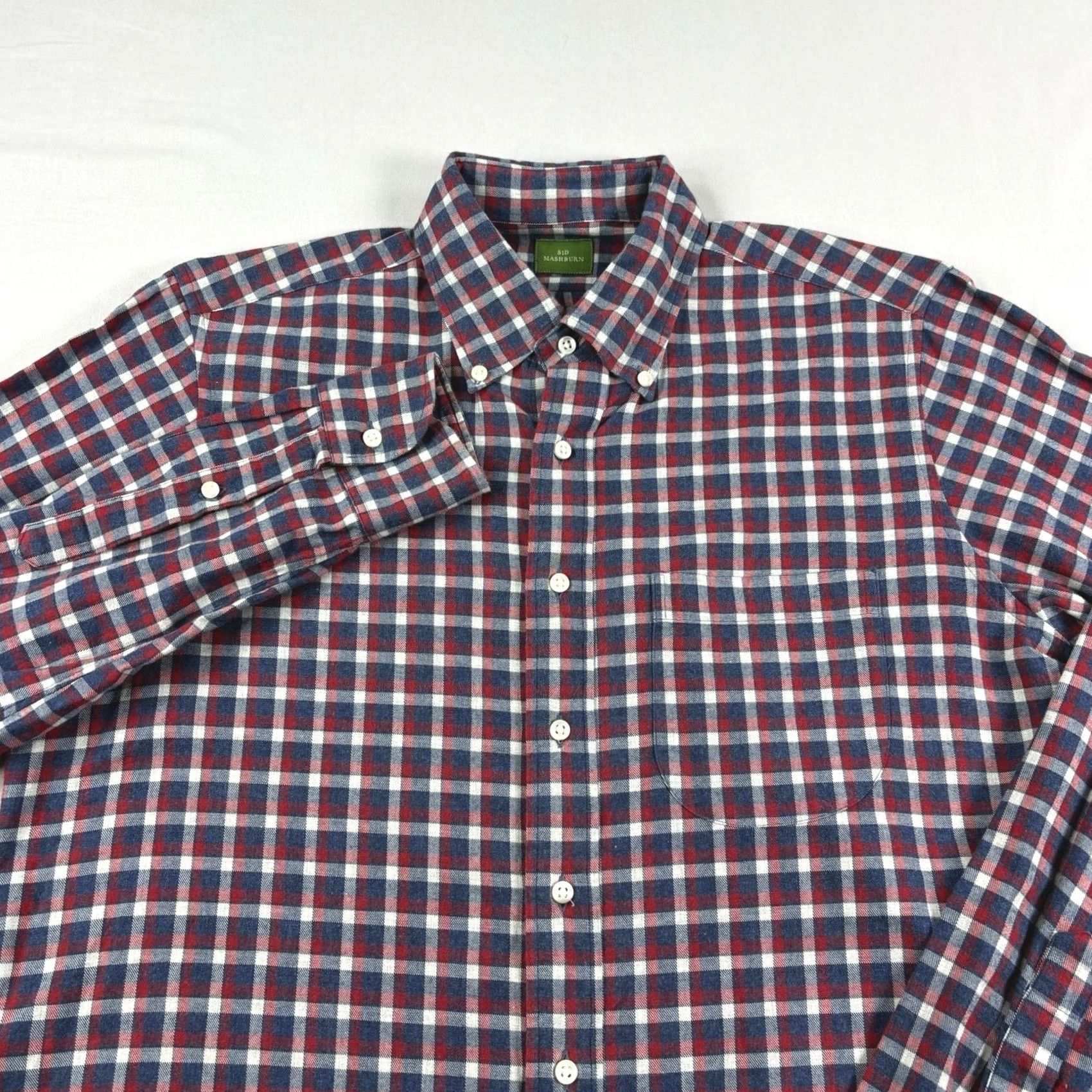 Sid Mashburn Sid Mashburn Flannel Shirt Mens M Blue Red Plaid Button-Up Casual Preppy Size US M / EU 48-50 / 2 - 2 Thumbnail
