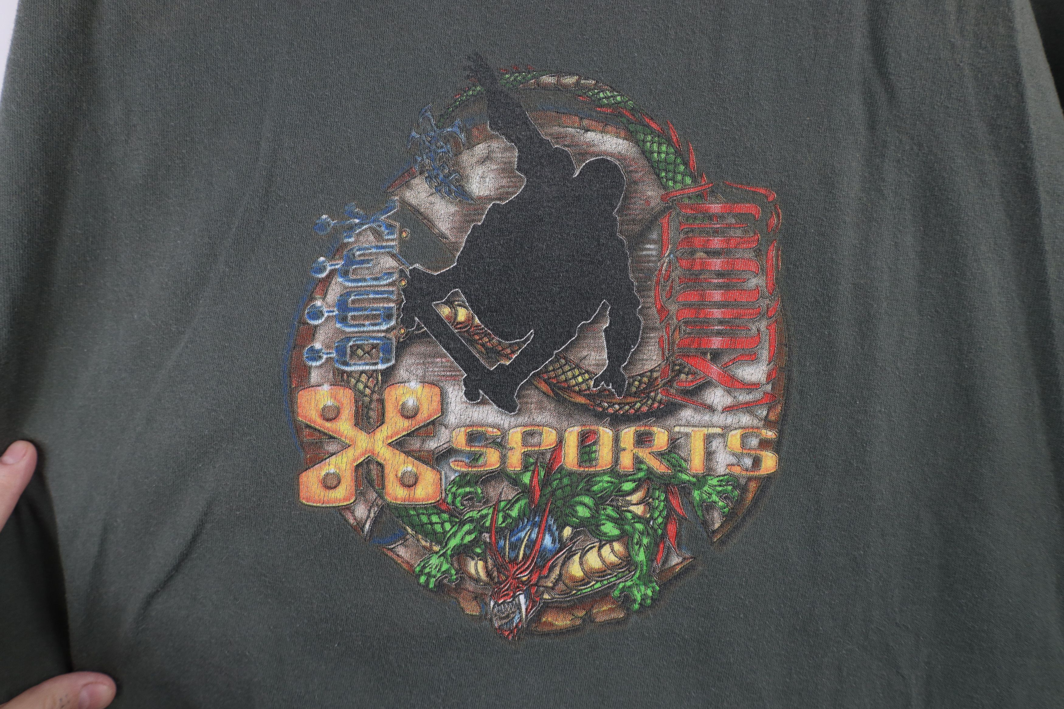 Vintage Vintage 90s Y2K Streetwear Dragon Skateboard T-Shirt Green Size US XL / EU 56 / 4 - 5 Thumbnail