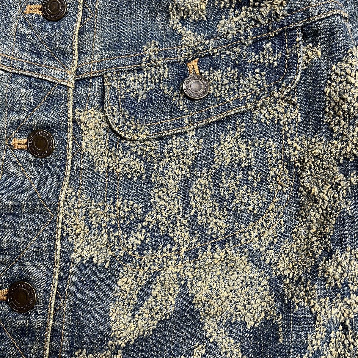 Issey Miyake Yuki Torii distressed / jacquard cropped denim jacket Size M / US 6-8 / IT 42-44 - 6 Thumbnail