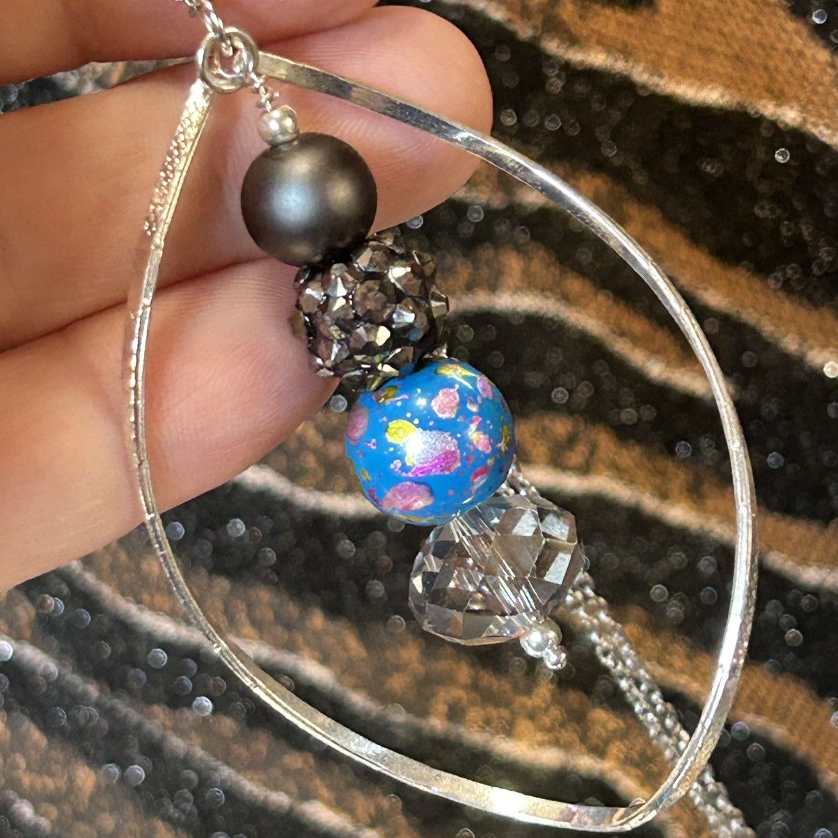Handmade Handcrafted vintage bead dangle open ring on chain necklace Size ONE SIZE - 1 Thumbnail