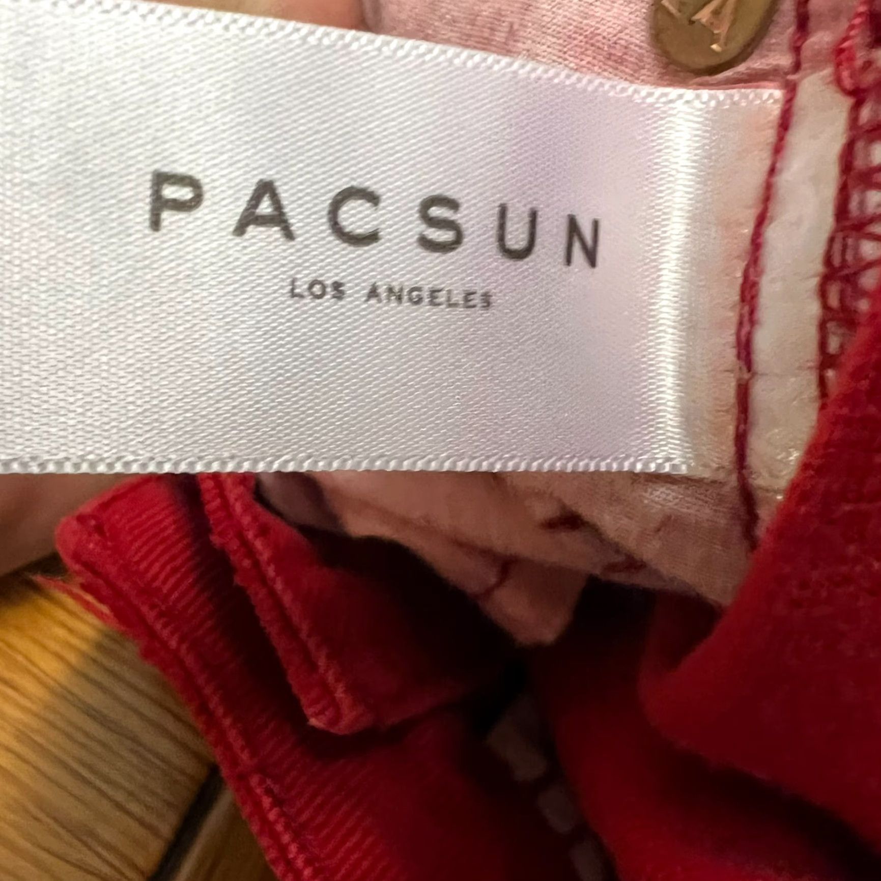 Pacsun VINTAGE PacSun Denim Fringe Skirt Womens Size 24 Red Mini Pocketed Size 42" / US 20 - 6 Thumbnail